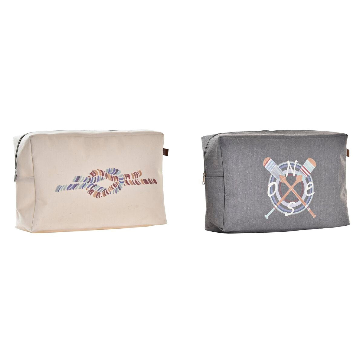 Toilettaske DKD Home Decor Grå Hvid Navy (30 x 10 x 20 cm) (2 enheder) produktemballage