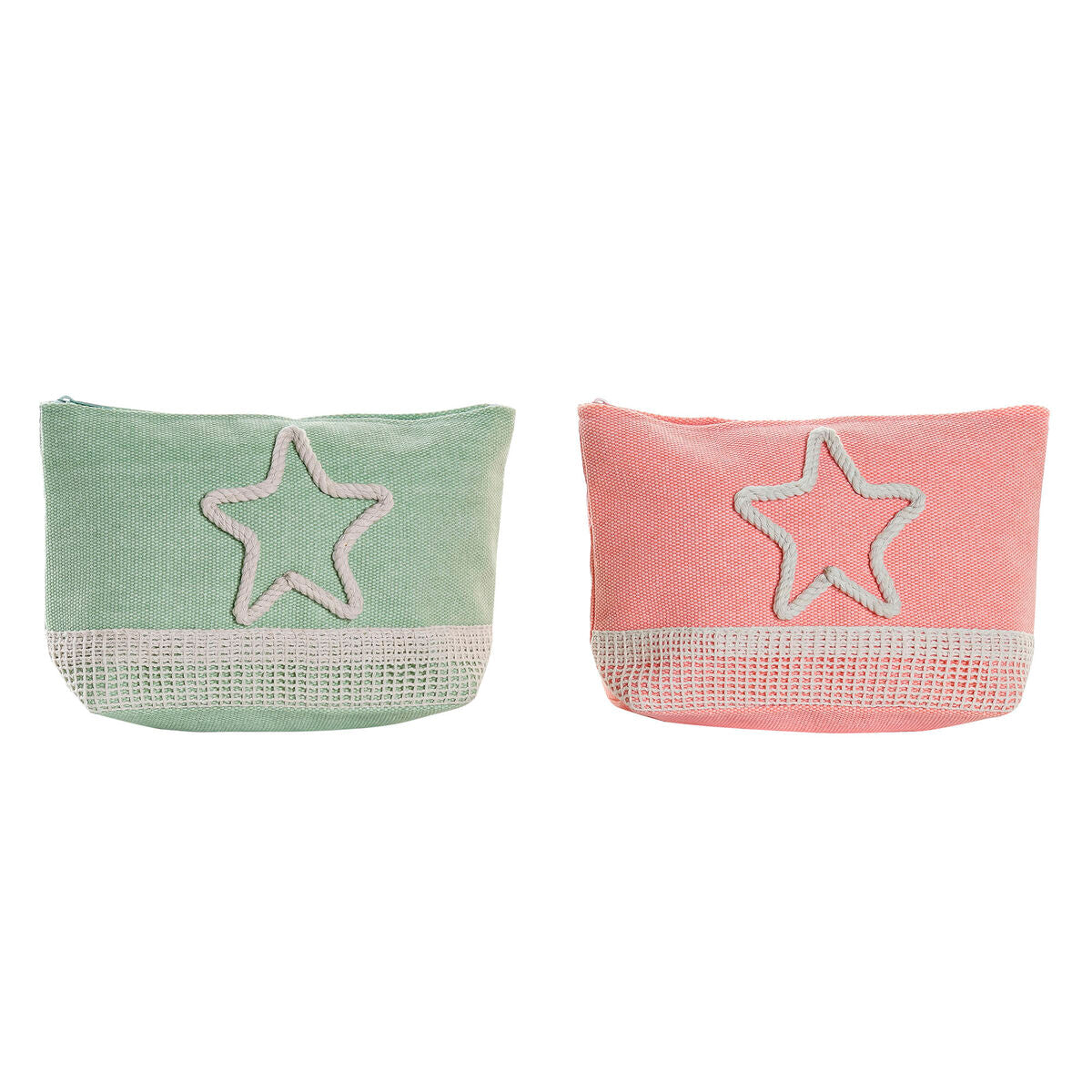 Toilettaske DKD Home Decor Beige Coral Mint Mediterranean (25 x 7 x 15 cm) (2 enheder) produktemballage