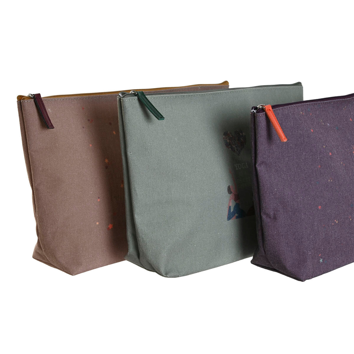 Toilettaske DKD Home Decor Brun Grøn Bourgogne Canvas Yoga 33 x 8 x 20 cm (3 Enheder) produktemballage