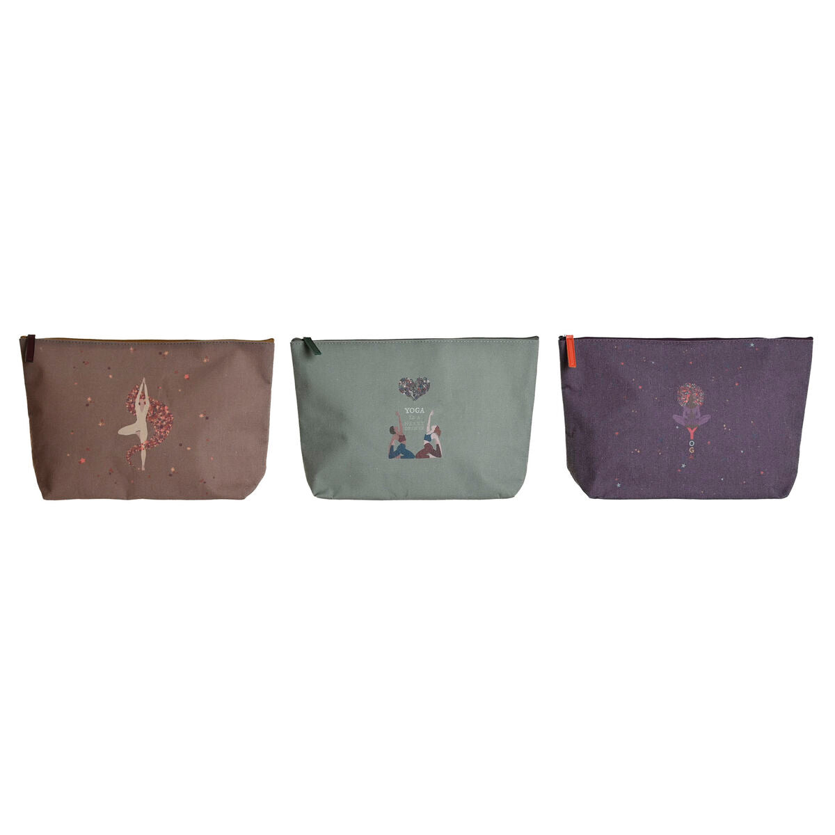 Toilettaske DKD Home Decor Brun Grøn Bourgogne Canvas Yoga 33 x 8 x 20 cm (3 Enheder) produktemballage