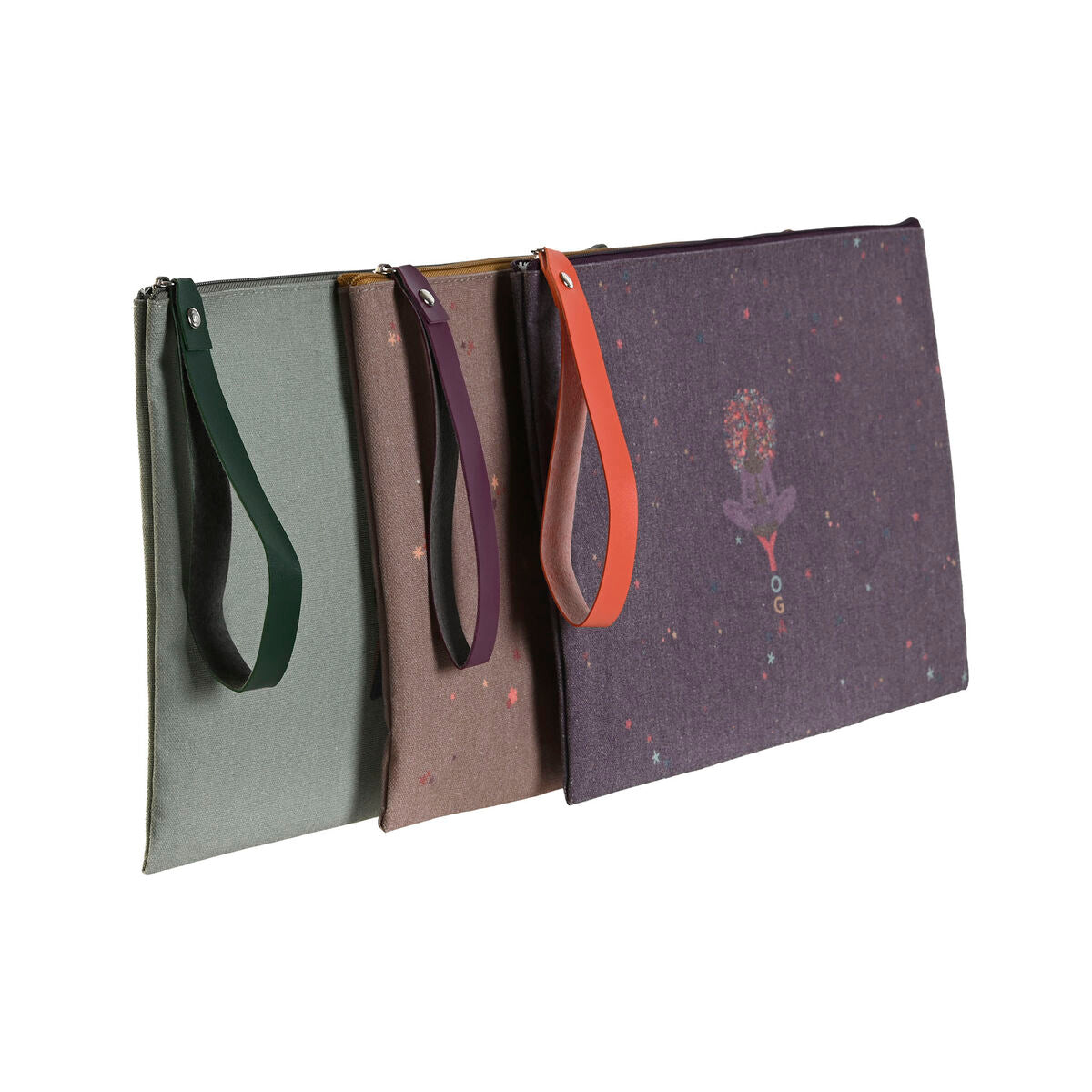 Toilettaske DKD Home Decor Brun Grøn Bourgogne Canvas Yoga 31 x 1 x 21 cm (3 Enheder) produktemballage