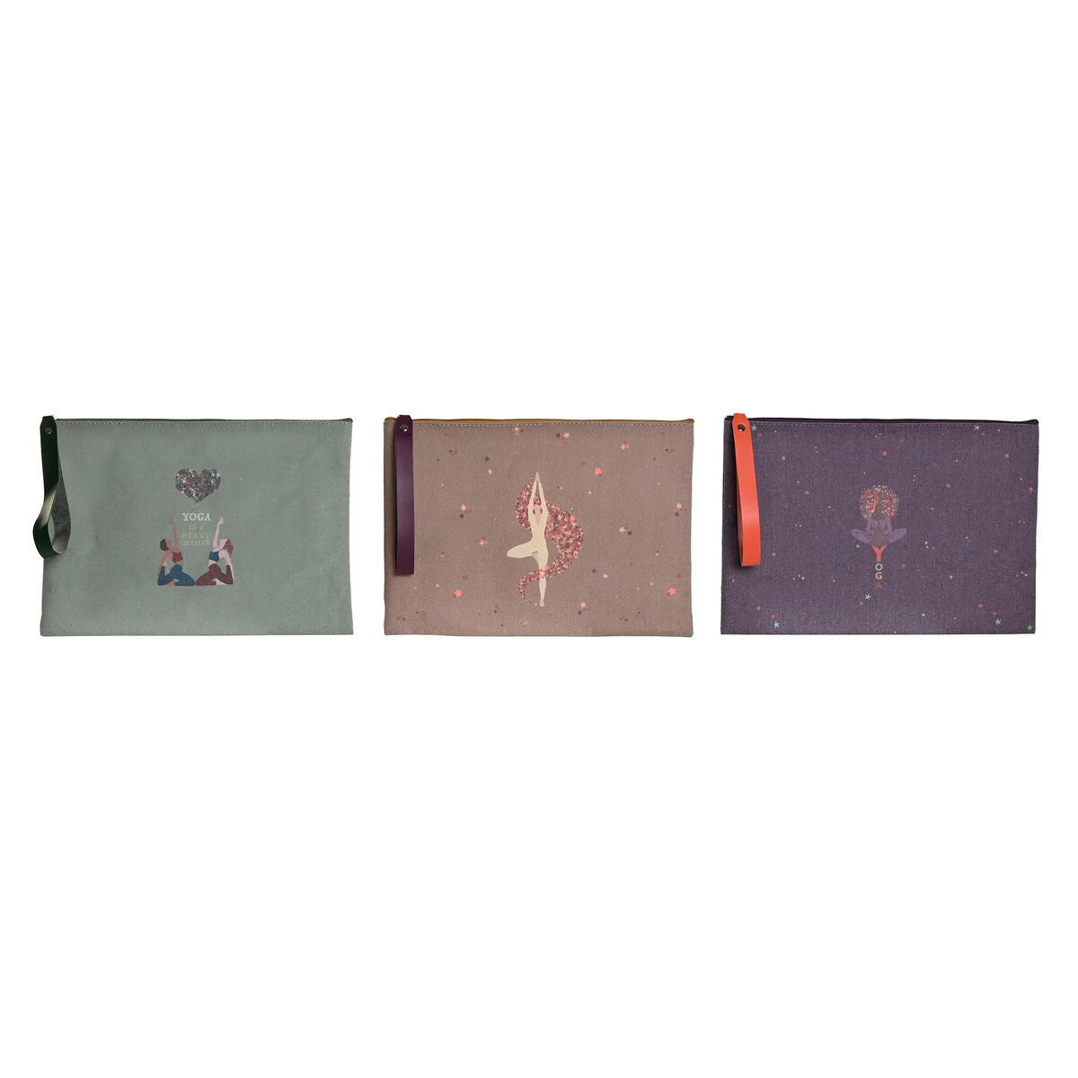 Toilettaske DKD Home Decor Brun Grøn Bourgogne Canvas Yoga 31 x 1 x 21 cm (3 Enheder) produktemballage