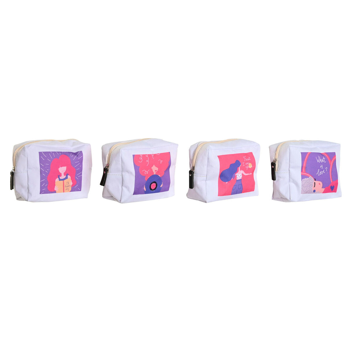 Travel Vanity Case DKD Home Decor Hvid polialgodon 15 x 6 x 12 cm (4 enheder) produktemballage