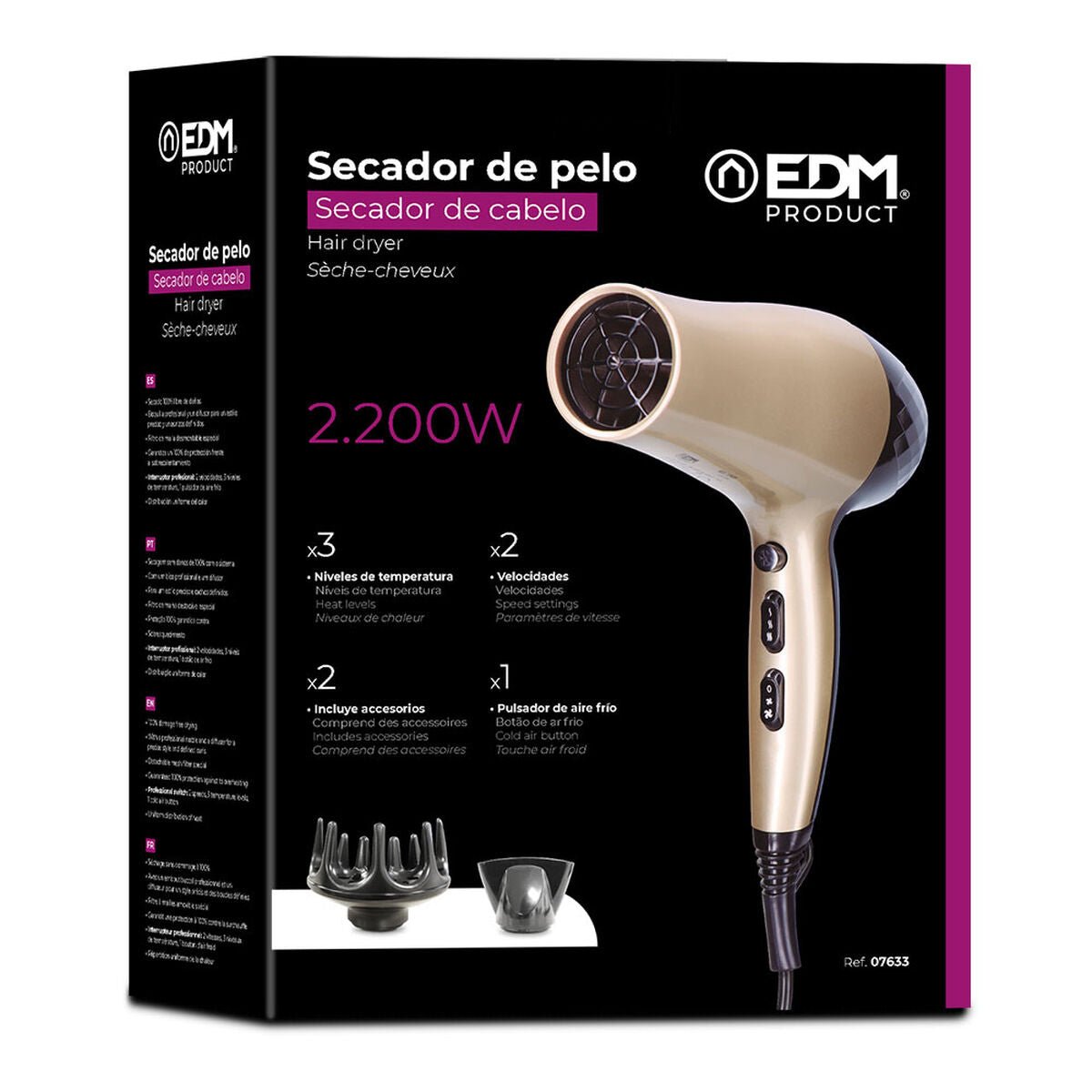 Hårtørrer EDM 2200 W Flerfarvet produktemballage