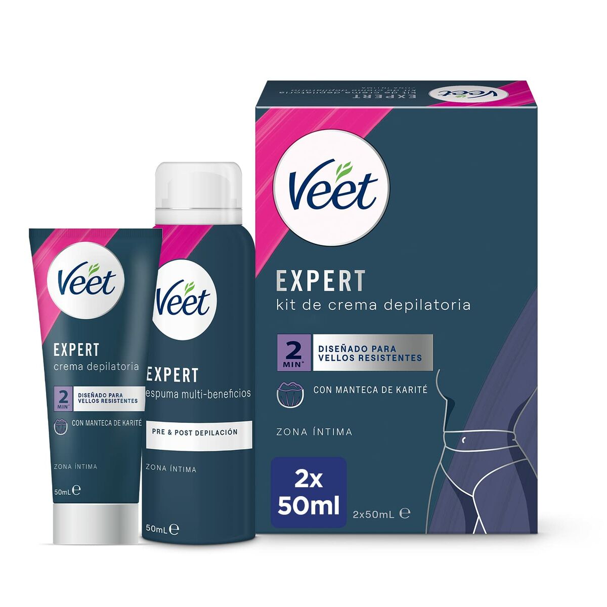 Barbersæt Veet Expert Depilation Bikinilinje/Intime områder 2 stk. produktemballage