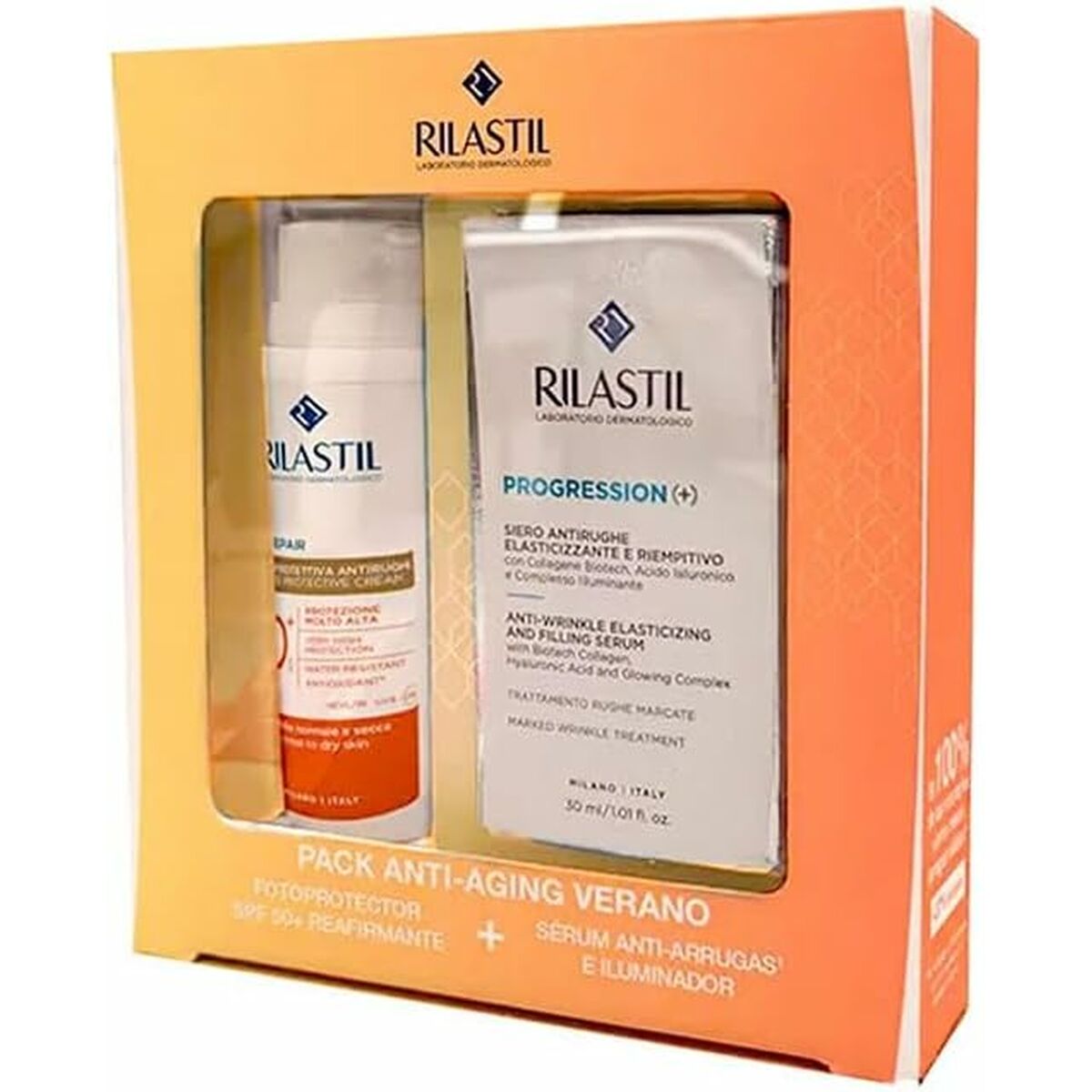 Ansigtscreme Rilastil SUN SYSTEM Spf 50 Spf 50+ 2 stk hudplejeemballage
