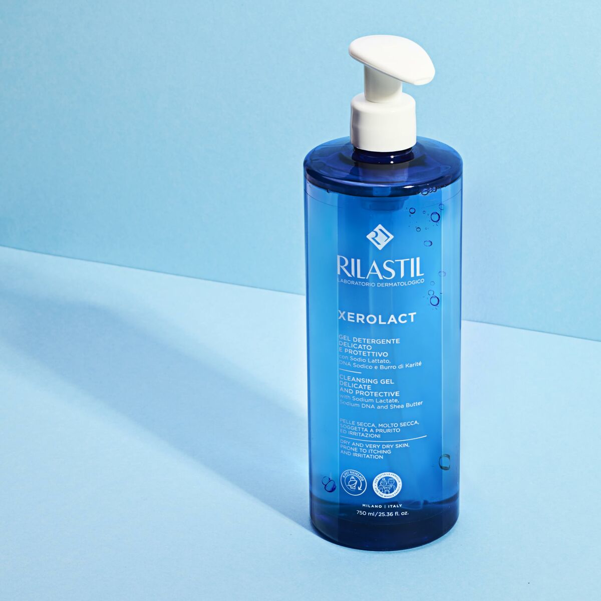 Ansigtsrensende gel Rilastil XEROLACT 750 ml hudplejeemballage