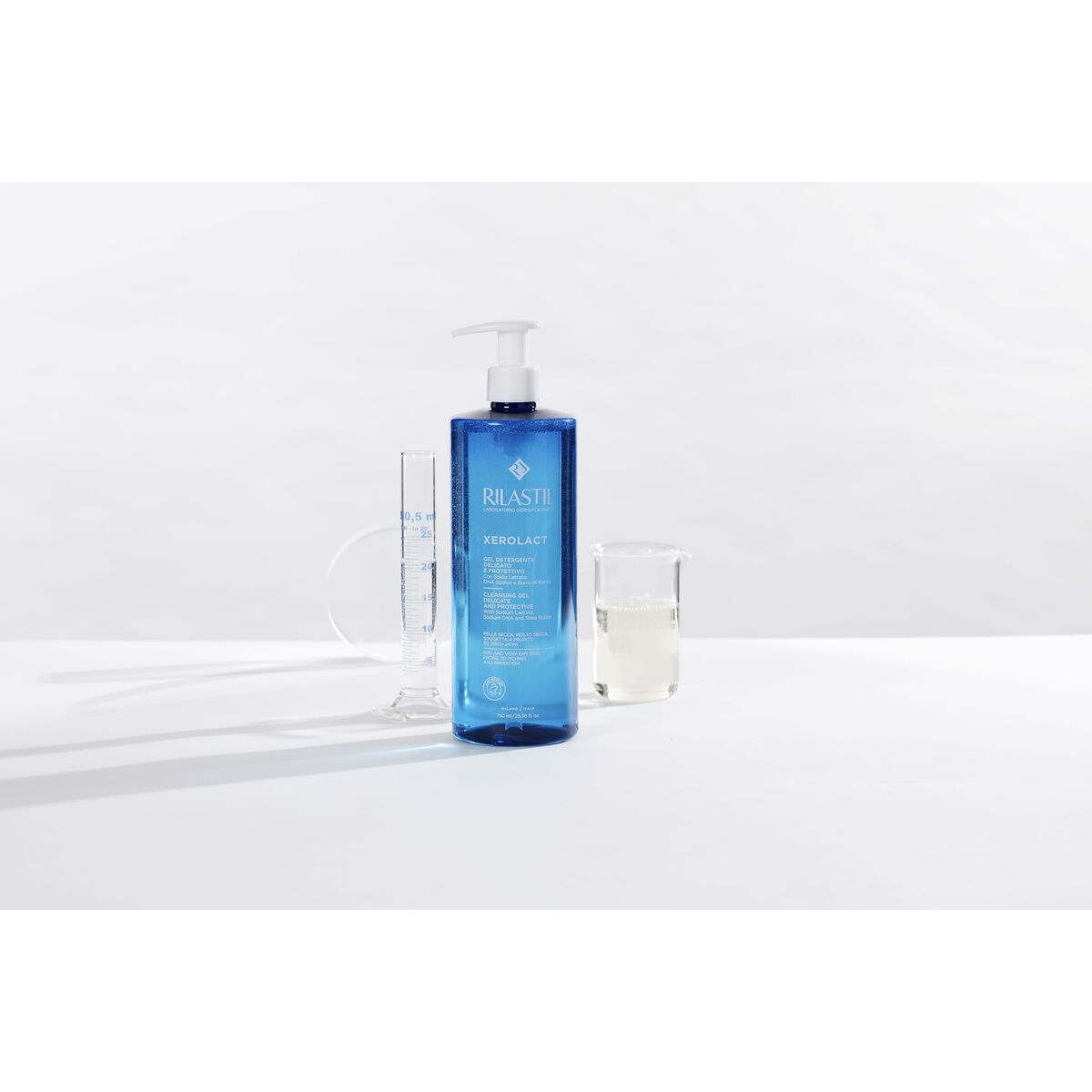 Ansigtsrensende gel Rilastil XEROLACT 750 ml hudplejeemballage
