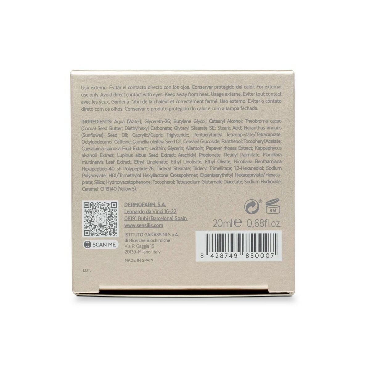 Eye Area Cream Sensilis Eternalist 20 ml til kvinder hudpleje emballage