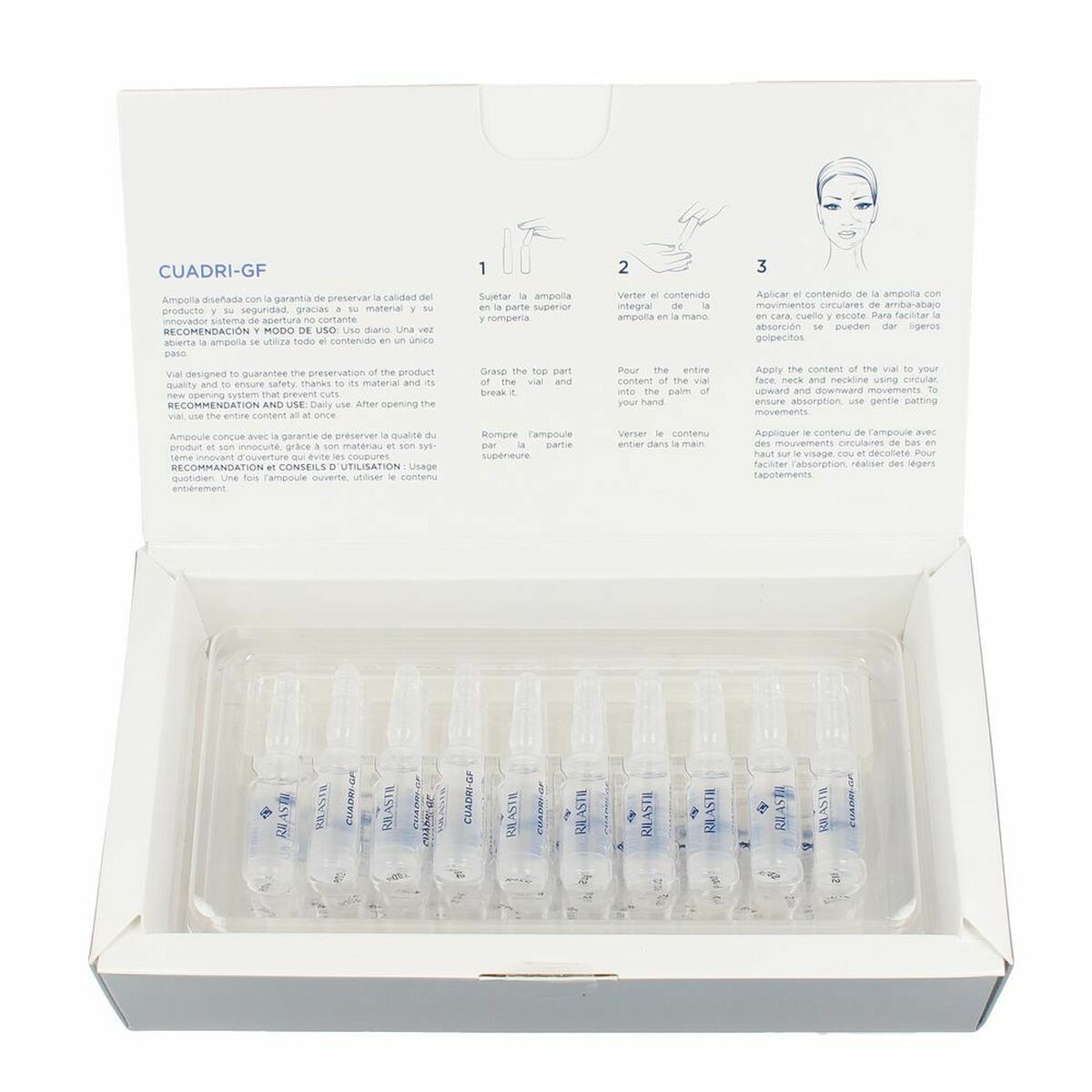 Ampuller Rilastil Cuadri Gf 1,5 ml Anti-aging 1,5 ml til kvinder produktemballage