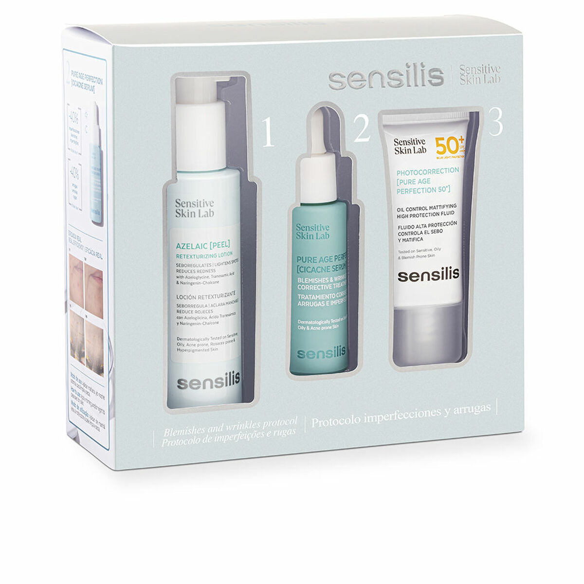 Kosmetisk sæt Sensilis PURE AGE PERFECTION 3 stks produktemballage