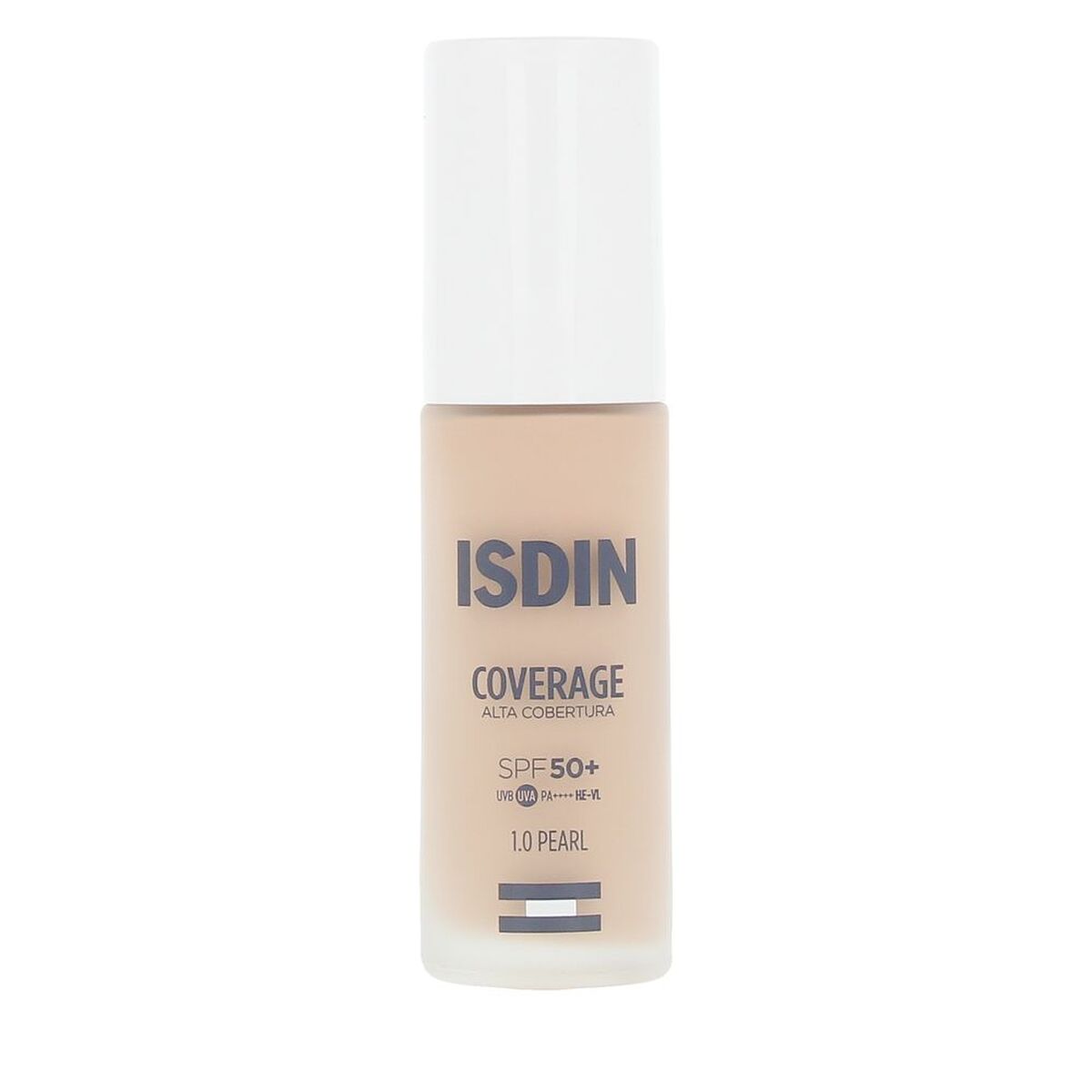 Flydende Make Up Base Isdin DÆKNING Nº 1.0 Pearl Spf 50 30 g produktemballage