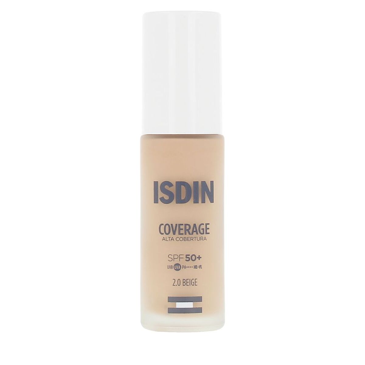Flydende Make Up Base Isdin DÆKNING Nº 2.0 Beige Spf 50 30 g produktemballage