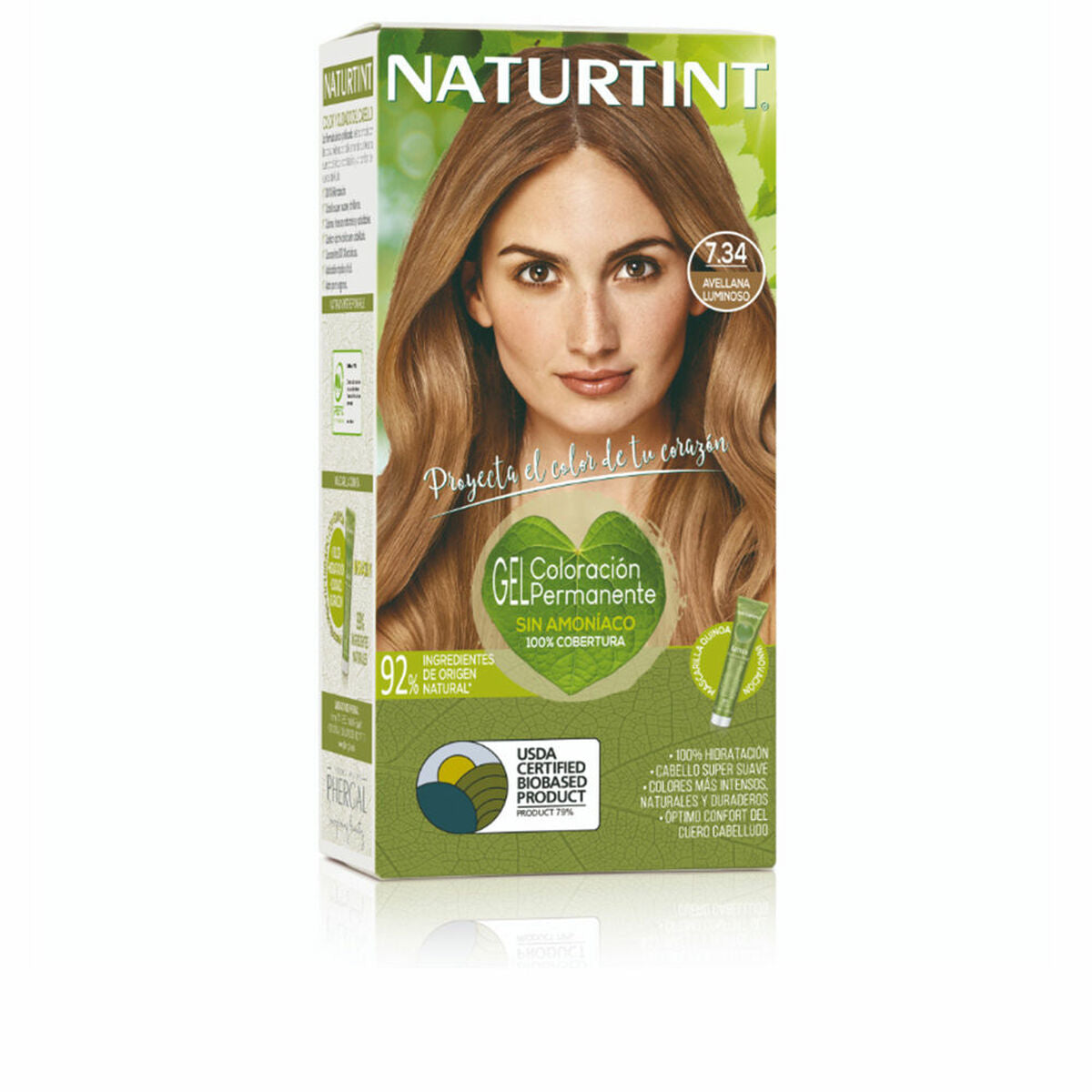 Permanent Dye Naturtint COLORACIÓN nº 7.34-Avellana luminoso 170 ml produktemballage