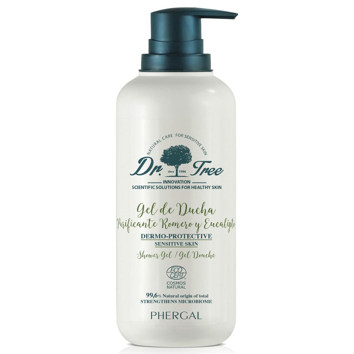 Shower Gel Dr. Tree Eco Gel De Ducha 500 ml Sensitiv hud Rosemary Eucalyptus Rensende hudplejeemballage