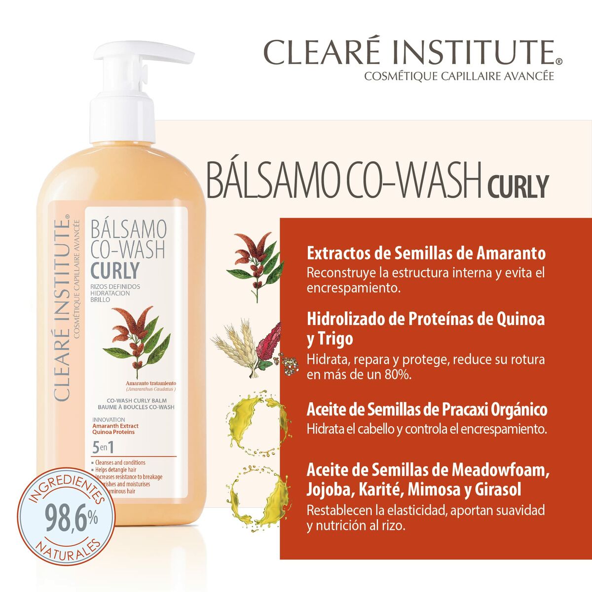 Curl Defining Fluid Clearé Institute Wash Curly 300 ml produktemballage