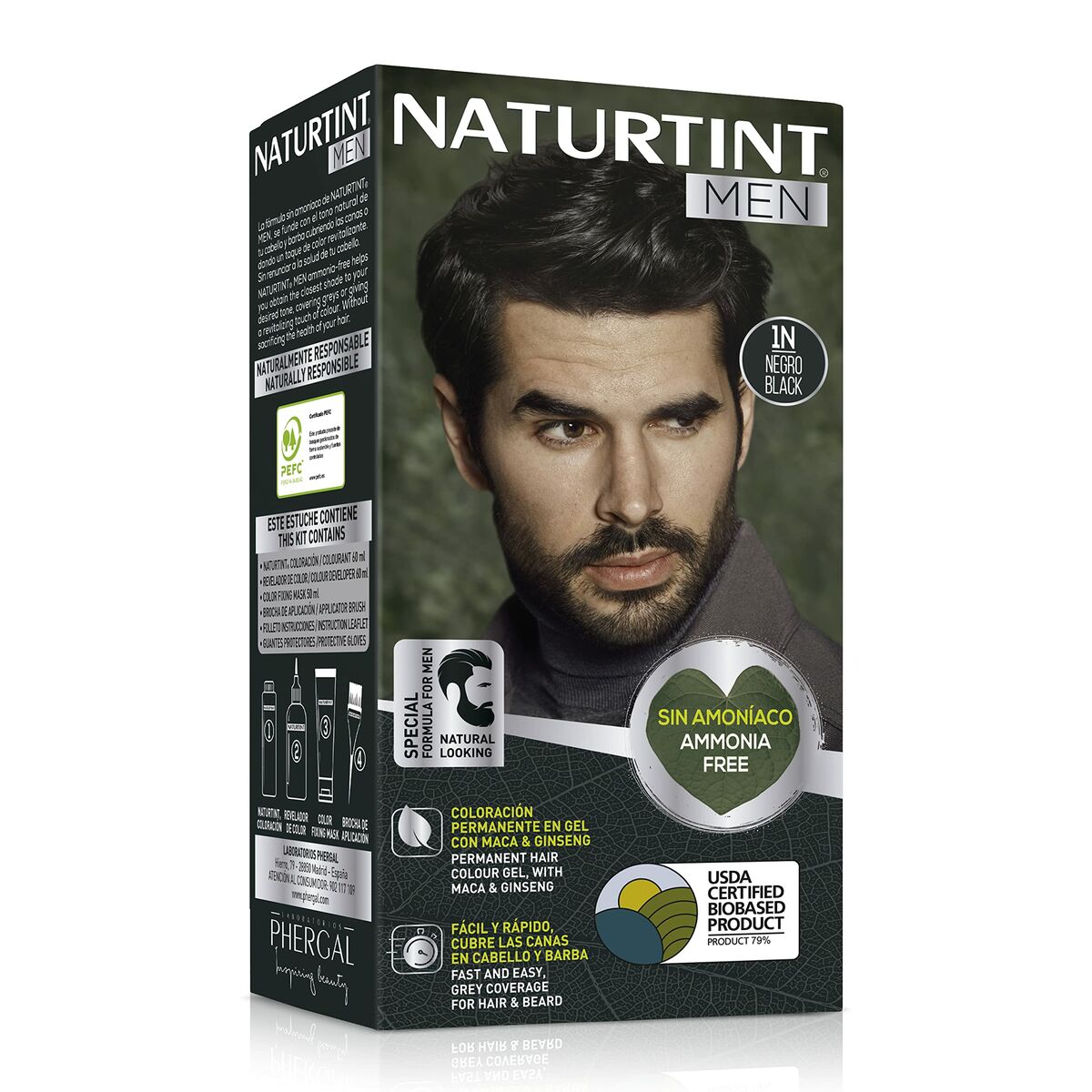 Permanent Dye Naturtint MEN Black for Men produktemballage