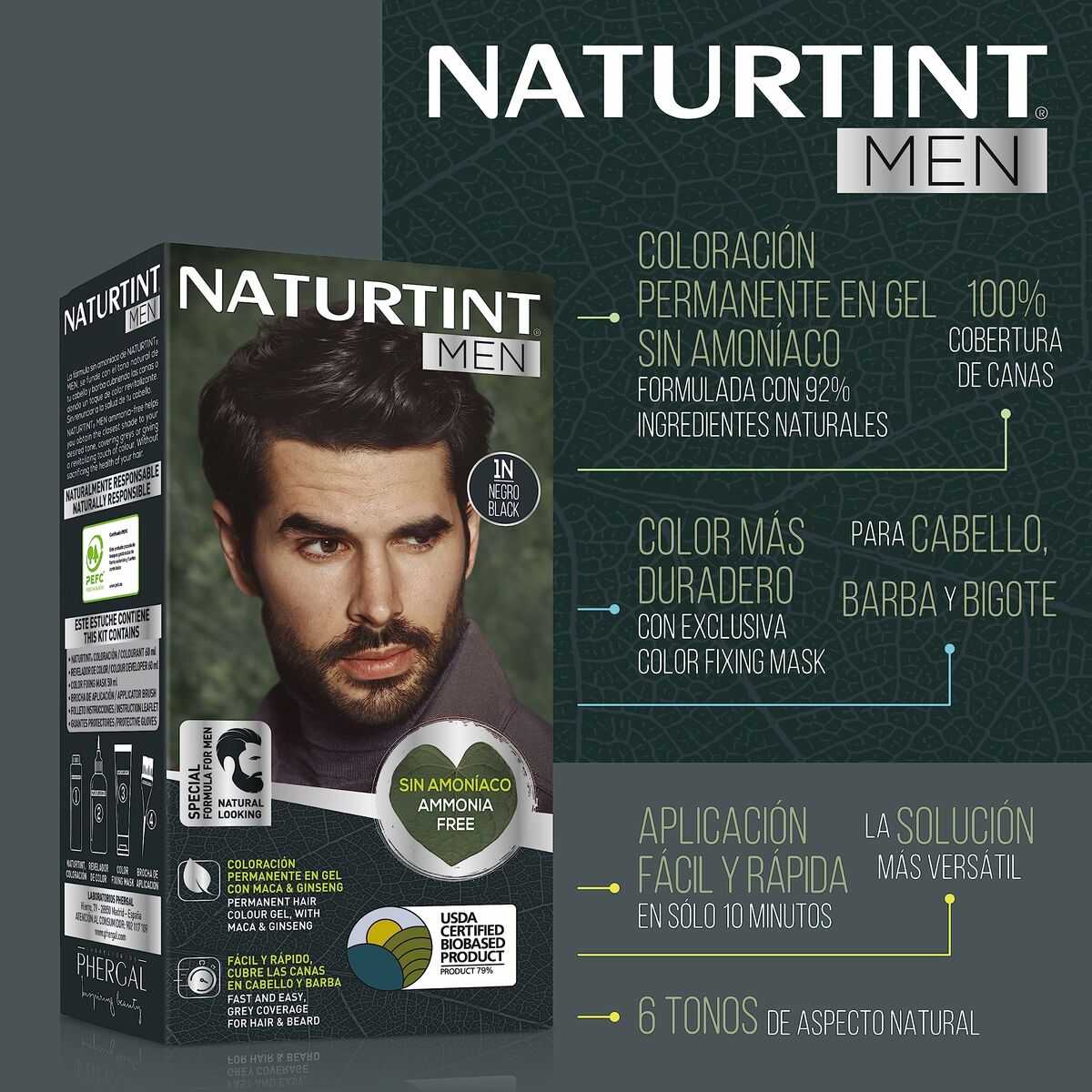 Permanent Dye Naturtint MEN Nº 4n-Castano Naturlig produktemballage