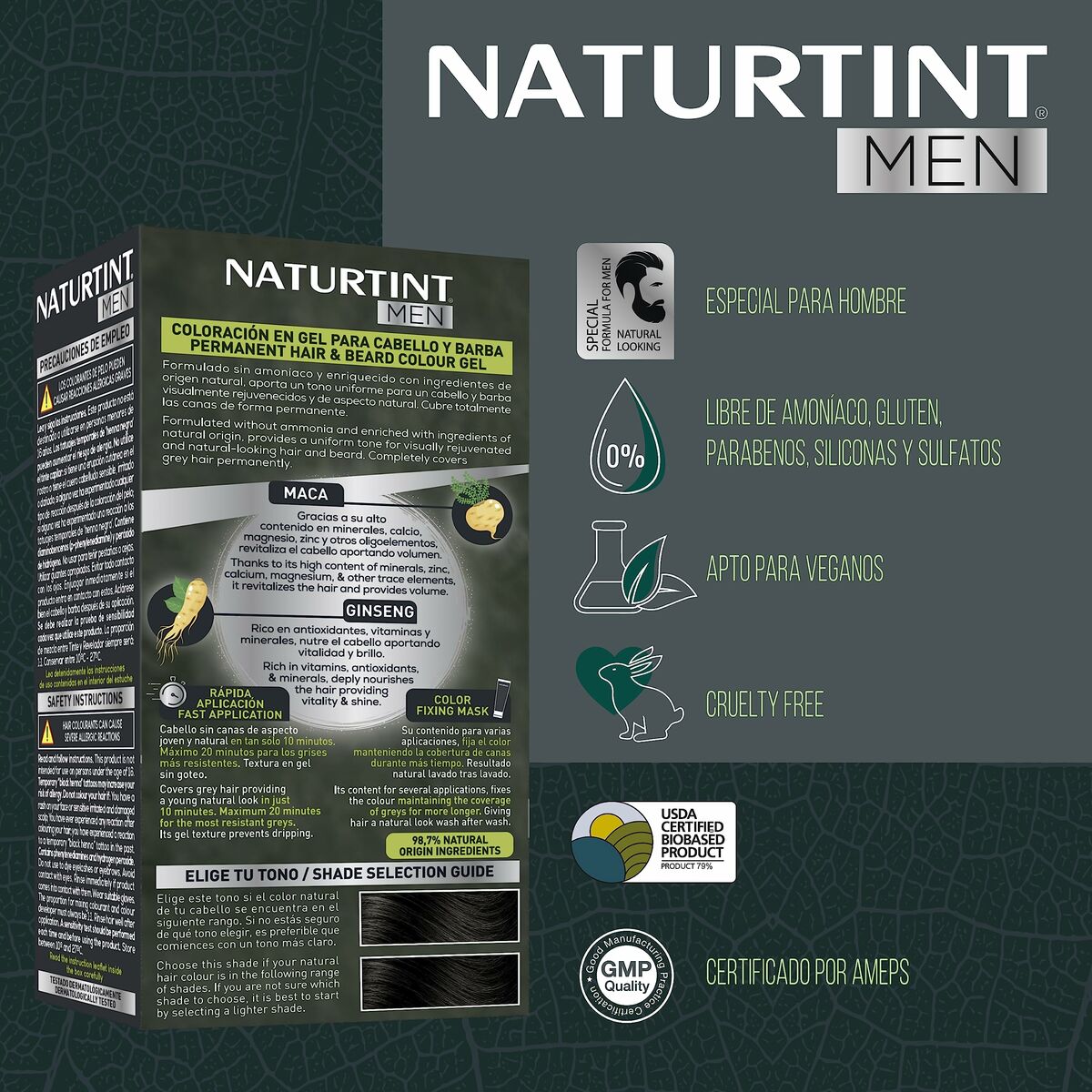Permanent Dye Naturtint MEN Nº 4n-Castano Naturlig produktemballage