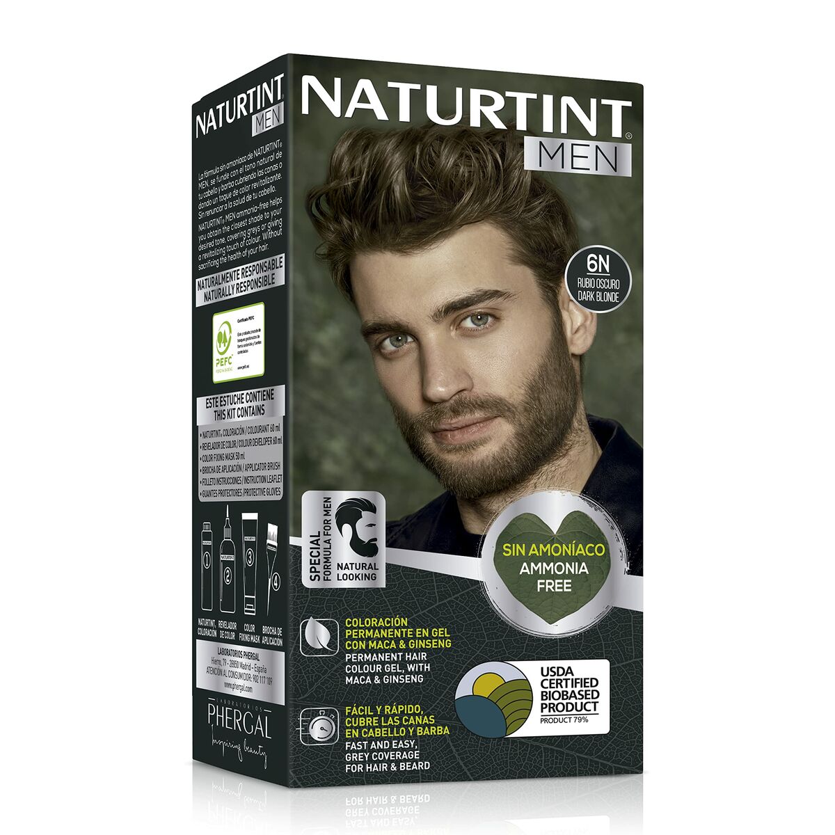 Permanent Dye Naturtint MEN 6-rubio oscuro produktemballage