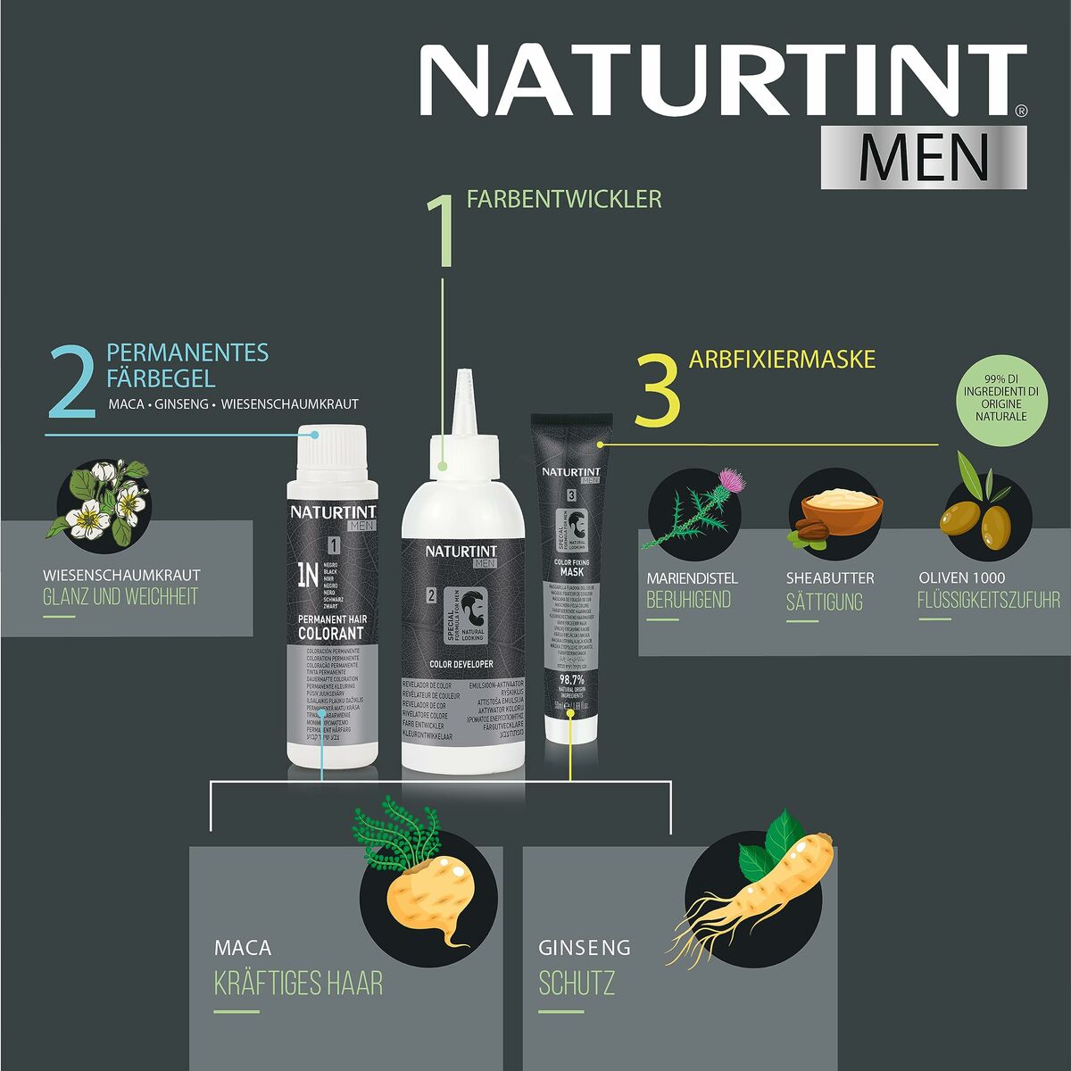 Permanent Dye Naturtint MEN 6-rubio oscuro produktemballage
