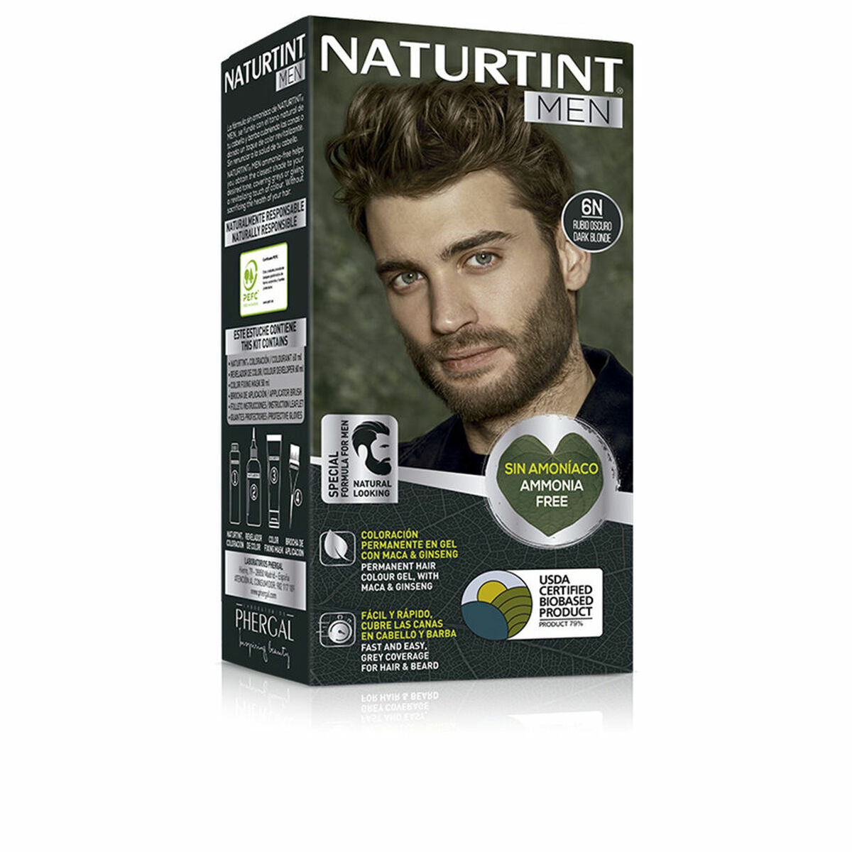Permanent Dye Naturtint MEN 6-rubio oscuro produktemballage