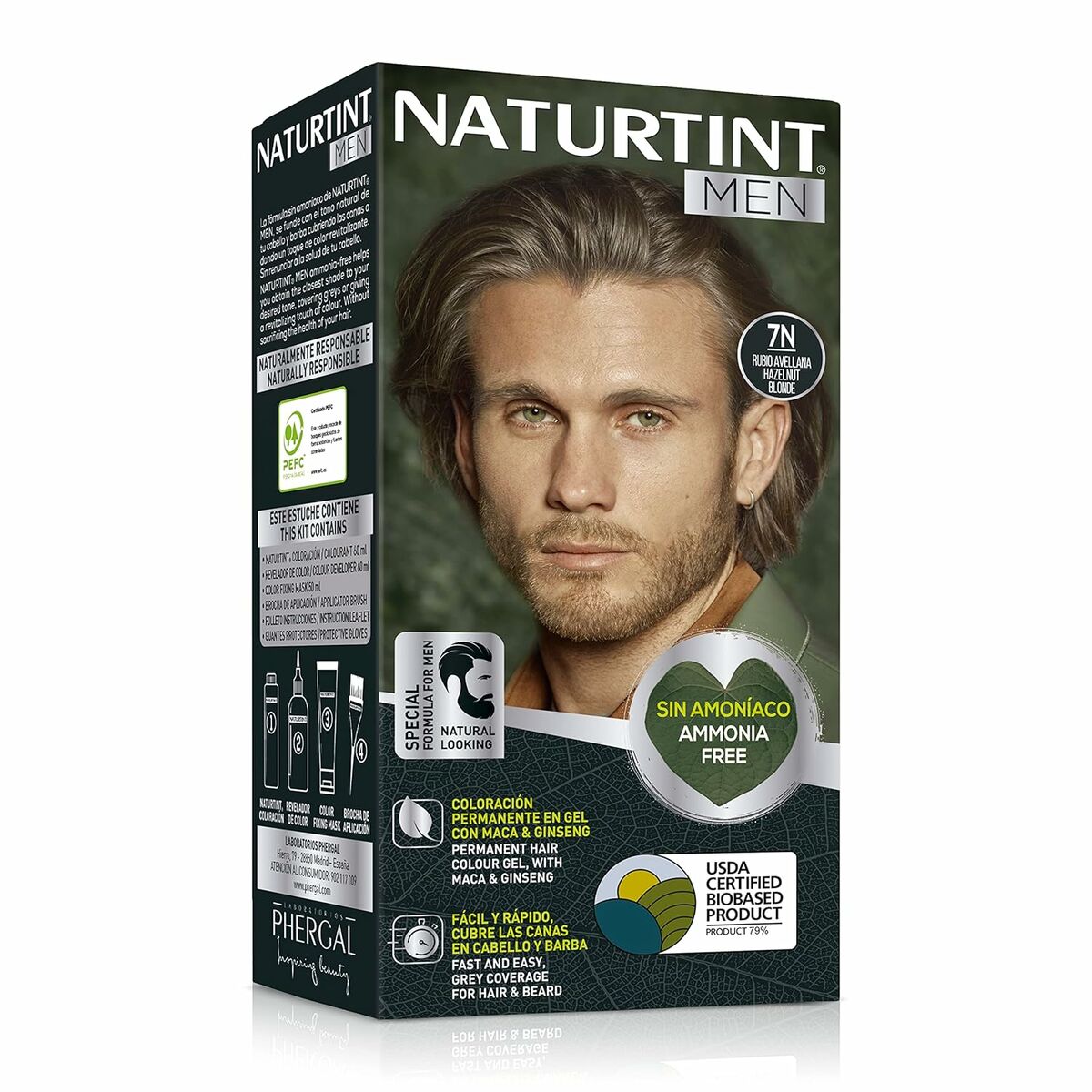 Permanent Dye Naturtint MEN Nº 7n-Rubio Avellana produktemballage
