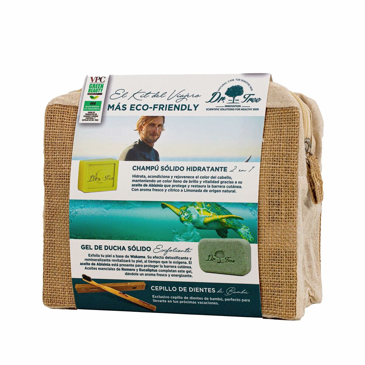 Brusesæt Dr. Tree The traveler's kit Sensitive skin 4 Pieces for Women produktemballage