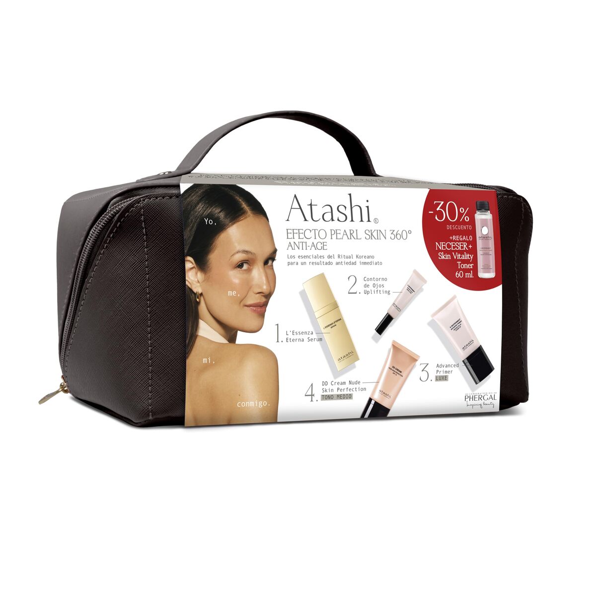 Kosmetiksæt Atashi EFECTO PEARL SKIN 360º 6 stk. produktemballage