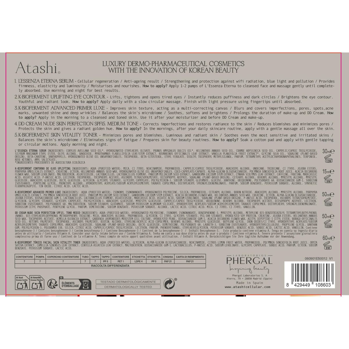 Kosmetiksæt Atashi EFECTO PEARL SKIN 360º 6 stk. produktemballage