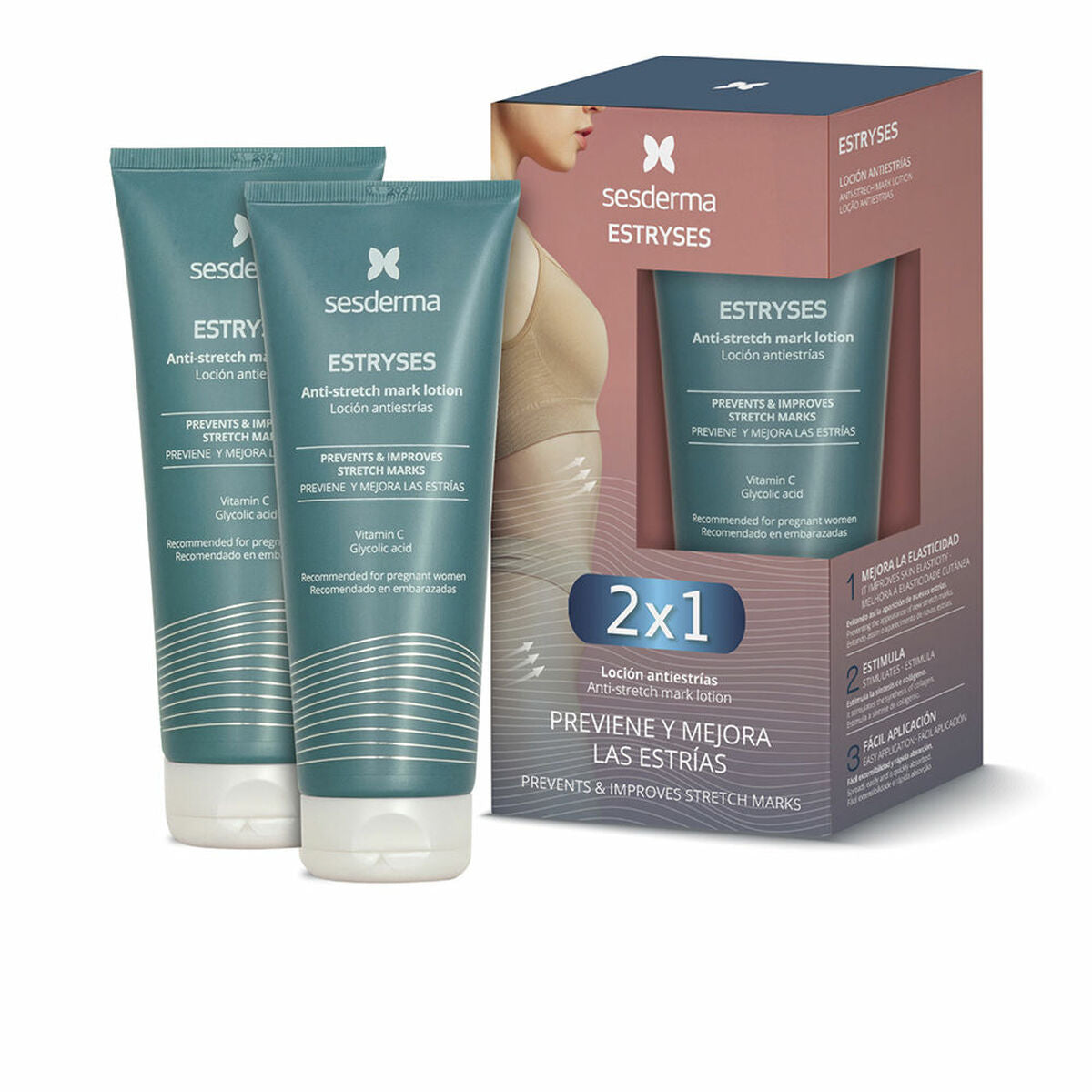 Anti-Stretch Mark Cream Sesderma ESTRYSES 200 ml 2 Enheder hudplejeemballage