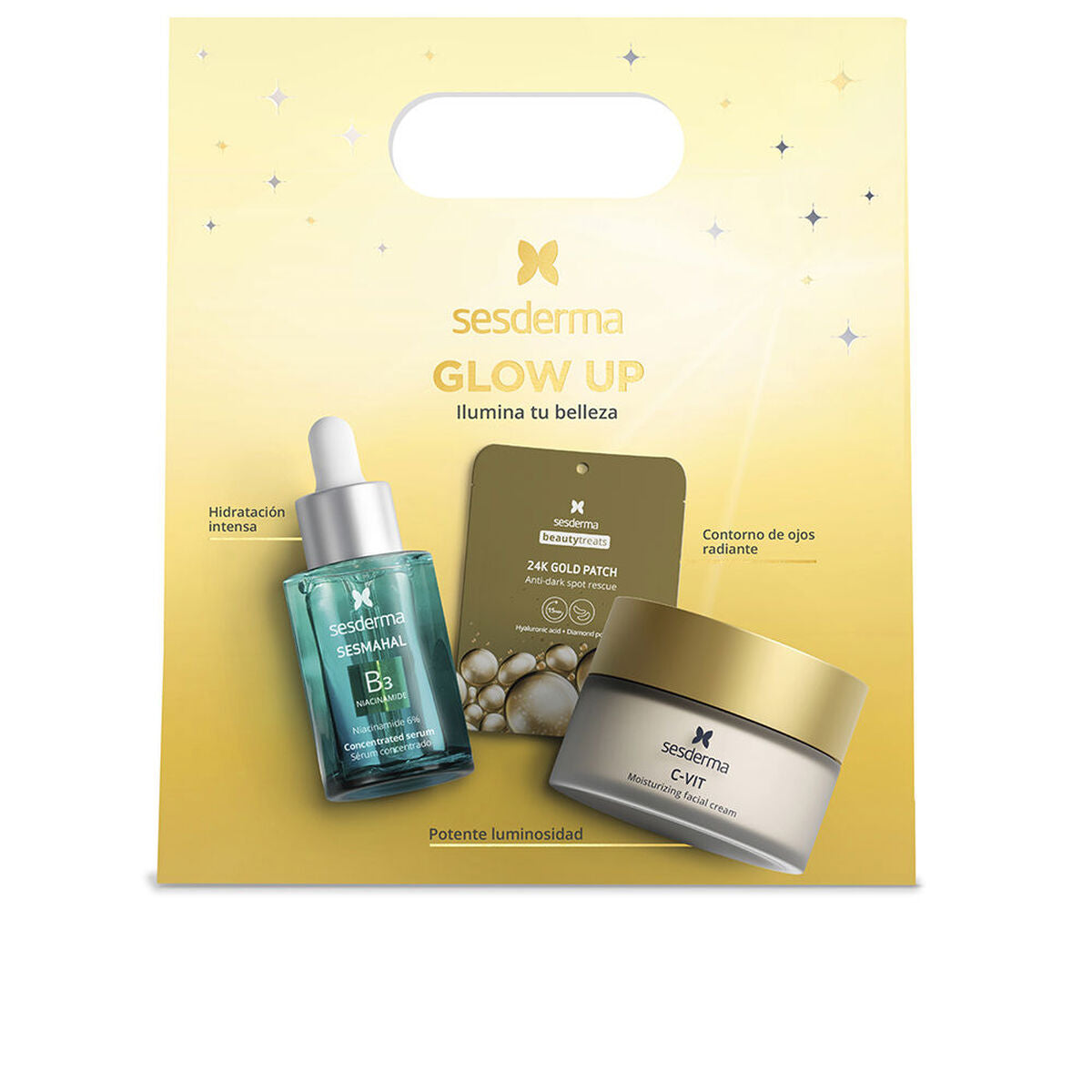 Kosmetisk sæt Sesderma Glow Up 3 stykkers produktemballage