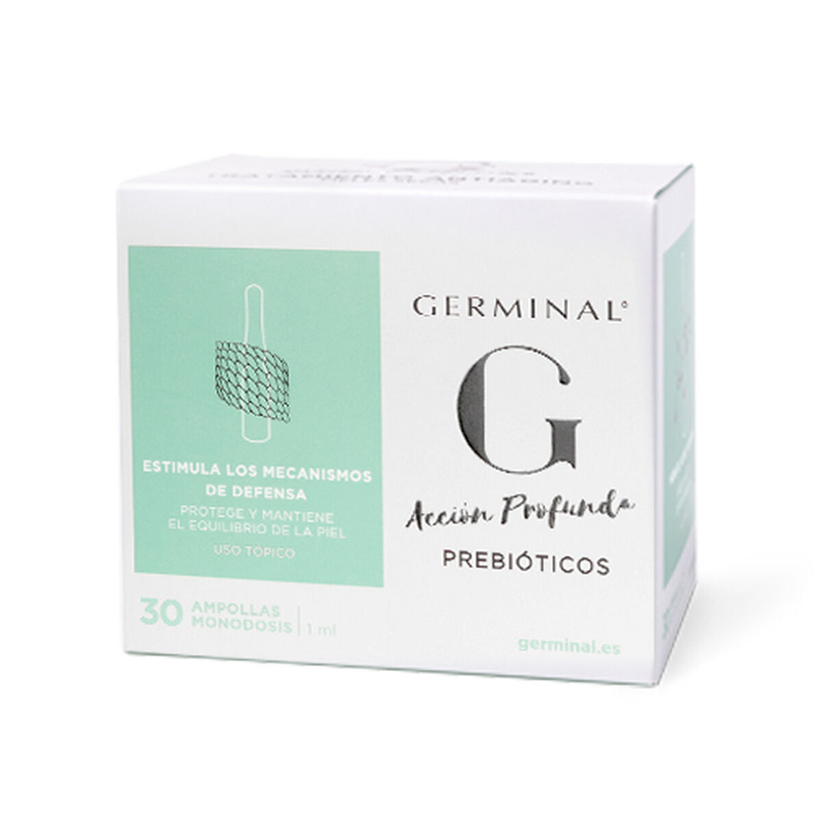 Anti-aging kapsler Germinal Acción Profunda 1 ml ampuller x 30 Prebioticos til kvinder produktemballage