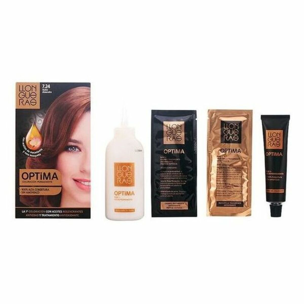 Farve uden ammoniak Llongueras Optima Nº 7.24-Mandelblond (1 enhed) produktemballage