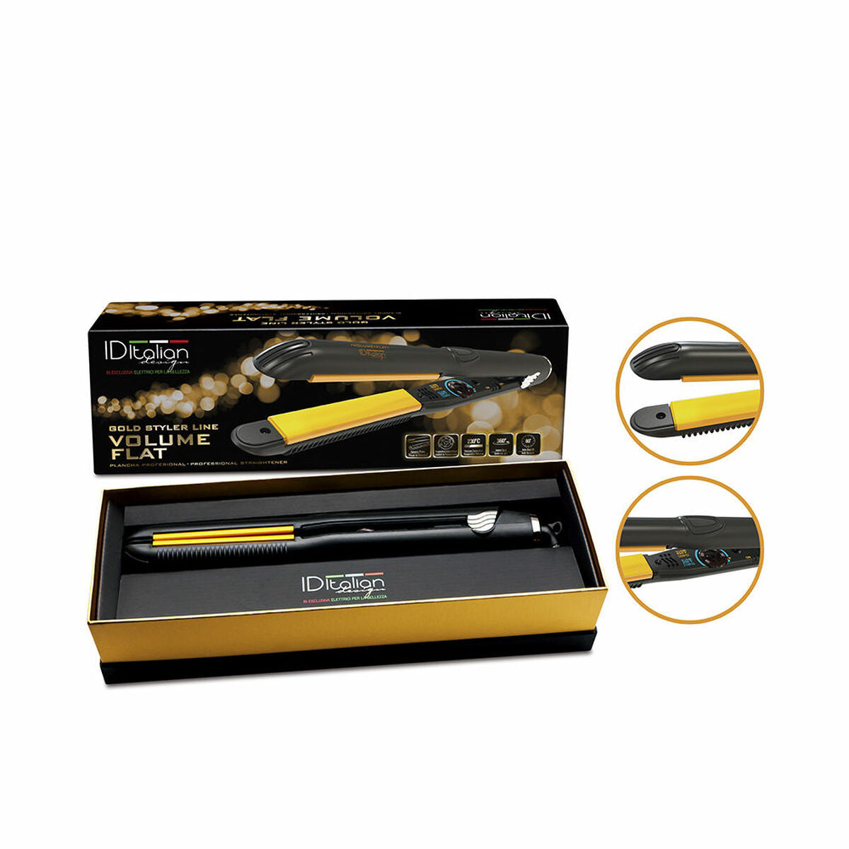 Hair Straightener Id Italiensk VOLUME FLAT produktemballage