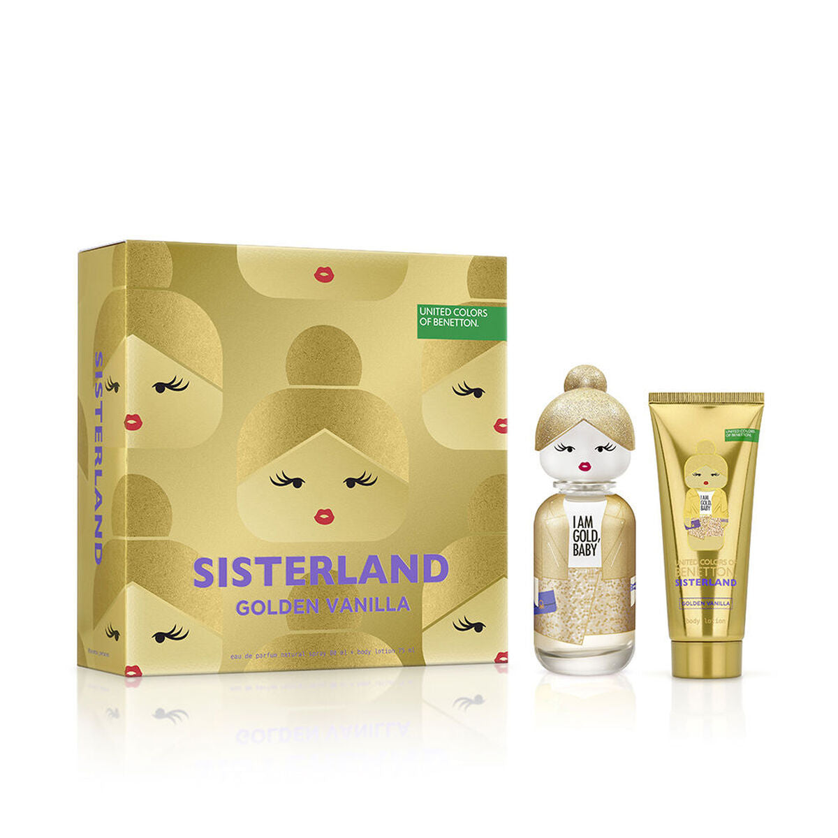 Parfumesæt til kvinder Benetton SISTERLAND GOLDEN VANILLA 2 stykker til kvinder produktemballage