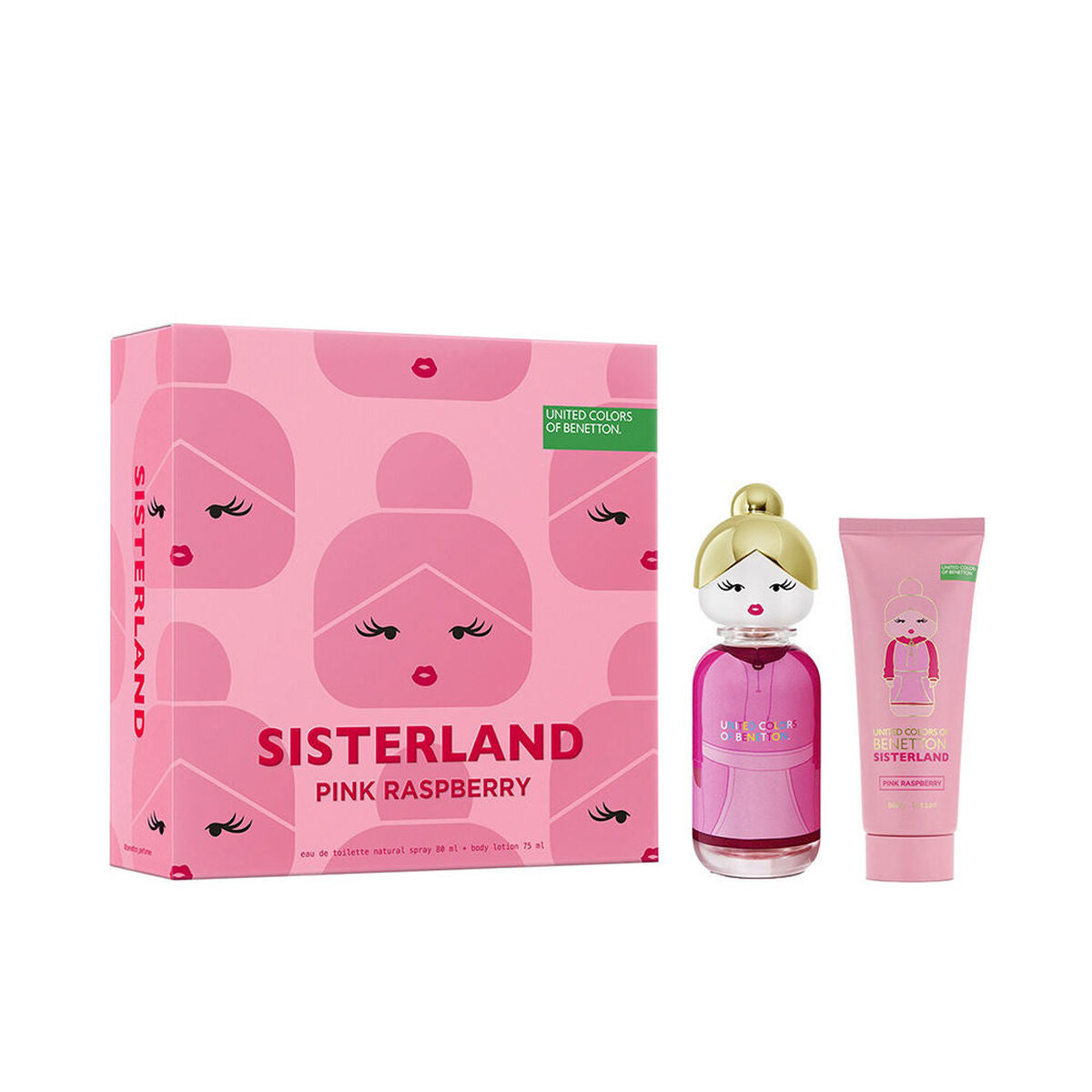 Parfumesæt til kvinder Benetton SISTERLAND PINK RASPBERRY 2 stykker til kvinder produktemballage