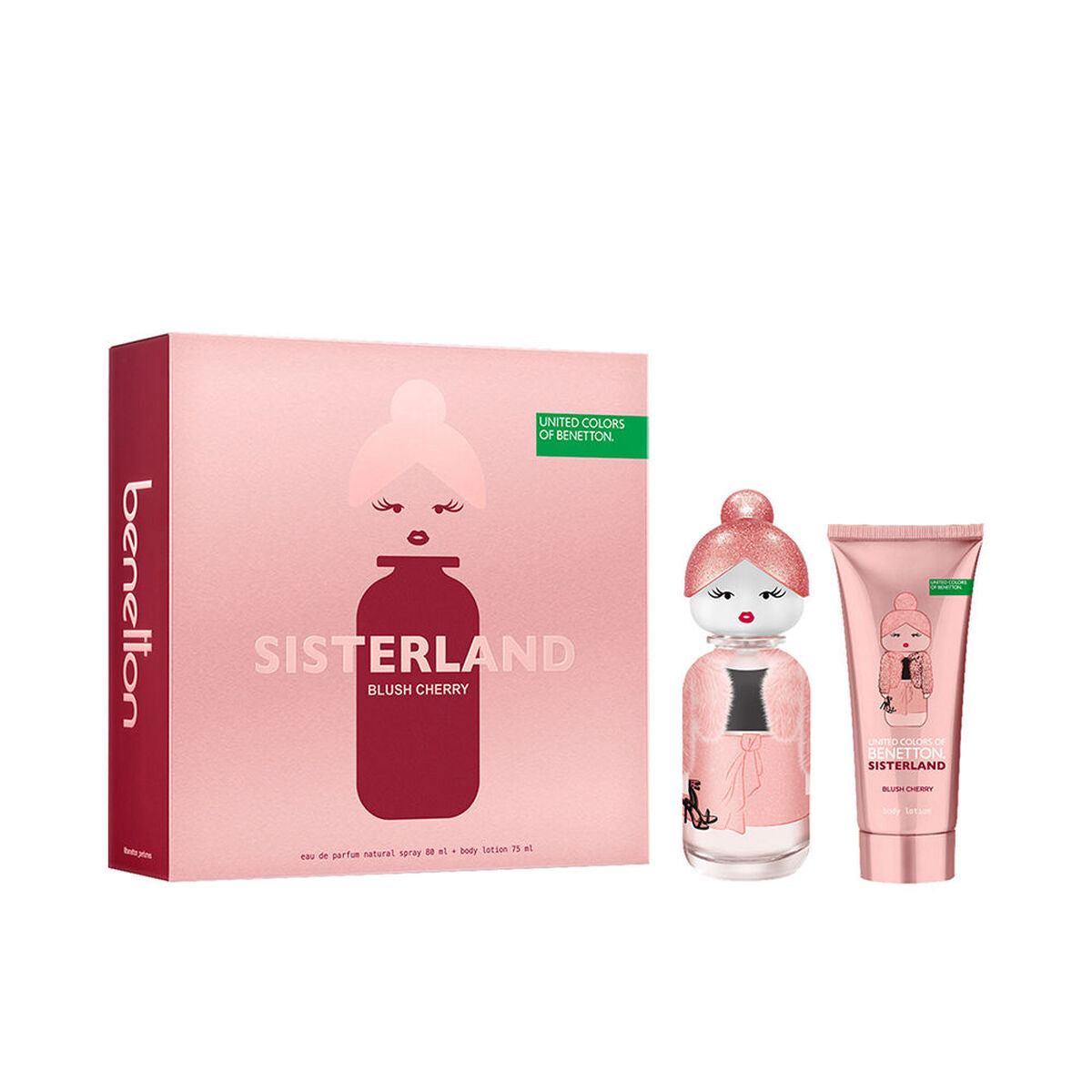 Parfumesæt til kvinder Benetton Sisterland Blush Cherry 2 stykker til kvinder makeup emballage