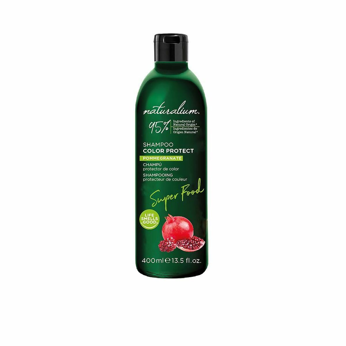 Shampoo Color Reinforcement Naturalium Super Food 400 ml Granatæble shampooflaske