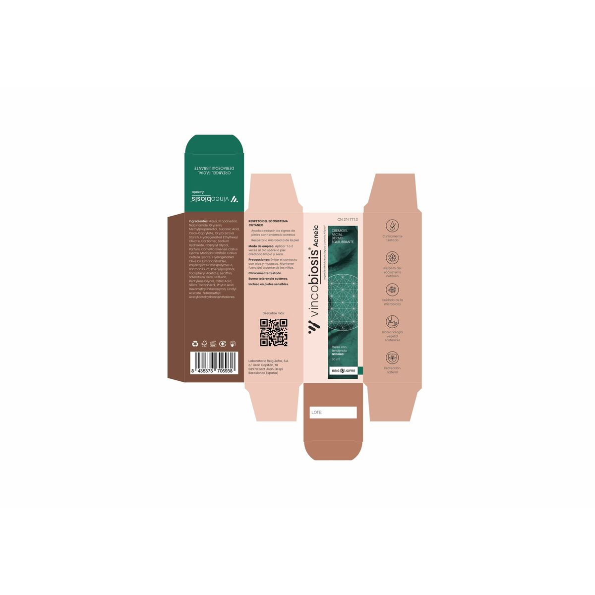 Ansigtscreme Vincobiosis ACNEIC 50 ml hudplejeemballage