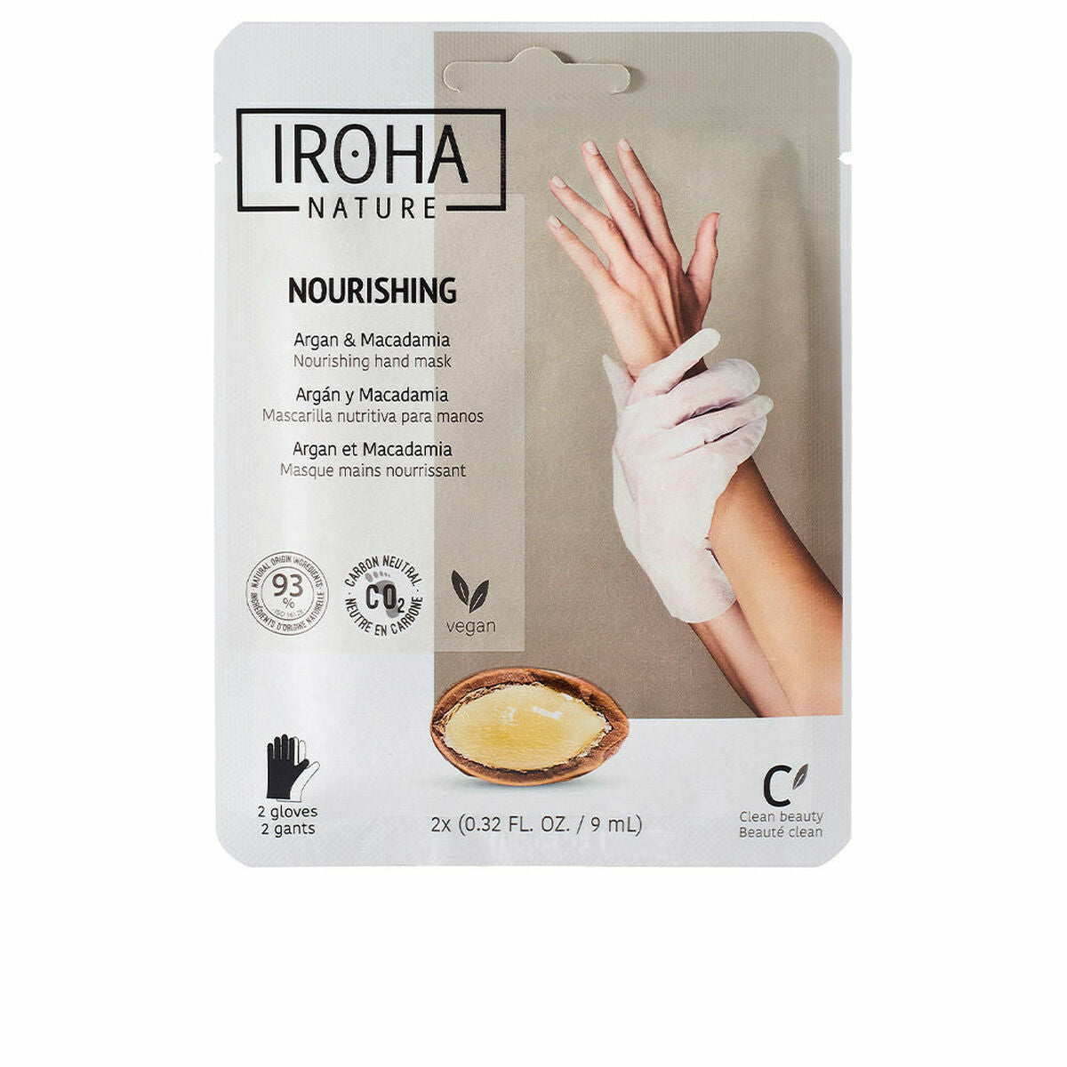 Håndplejehandsker Iroha Argan Macadamia Macadamia Argan (1 enhed) produktemballage