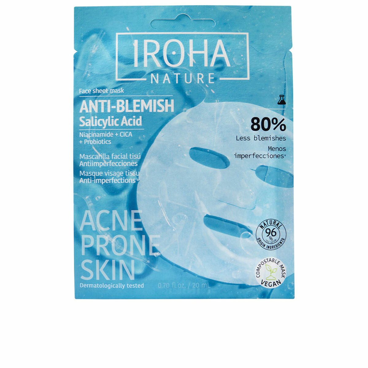 Ansigtsmaske Iroha ANTI-BLEMISH (1 enhed) maskeemballage