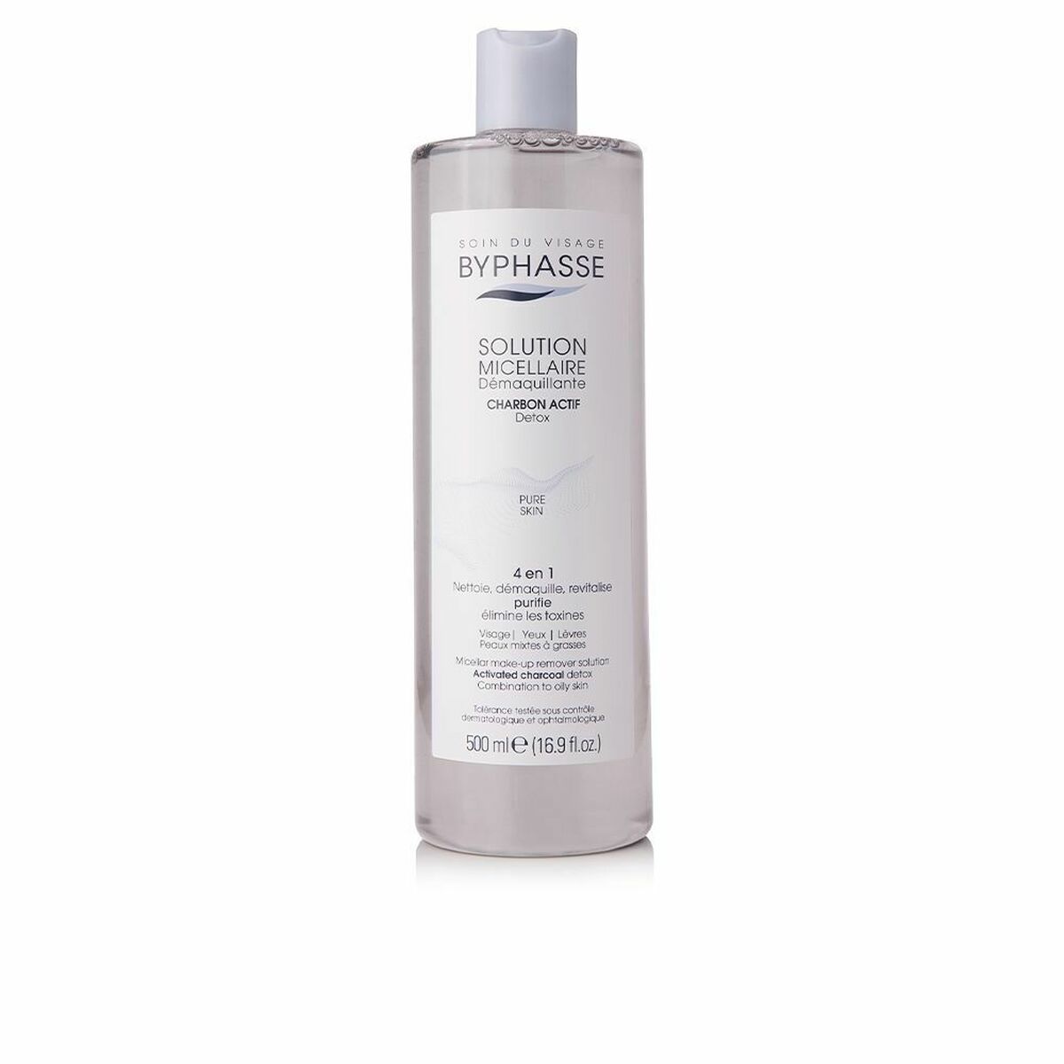 Make Up Remover Micellar Water Byphasse 500 ml Aktivt kul produkt emballage