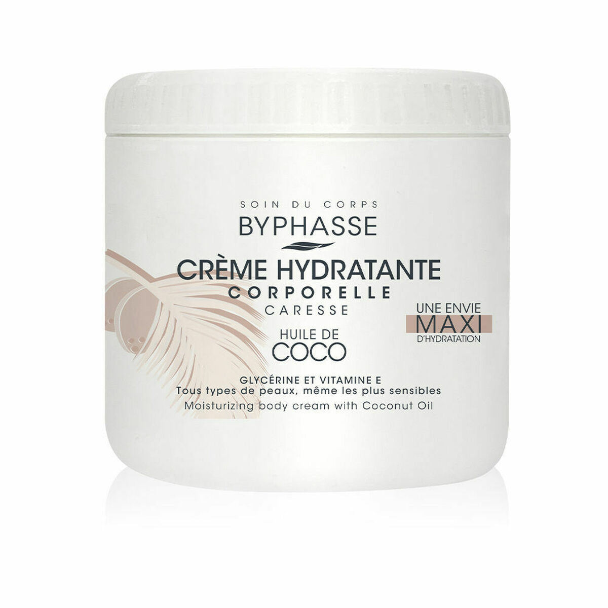 Moisturizing Body Cream Byphasse Crema Hidratante 500 ml Kokosolie hudplejeemballage