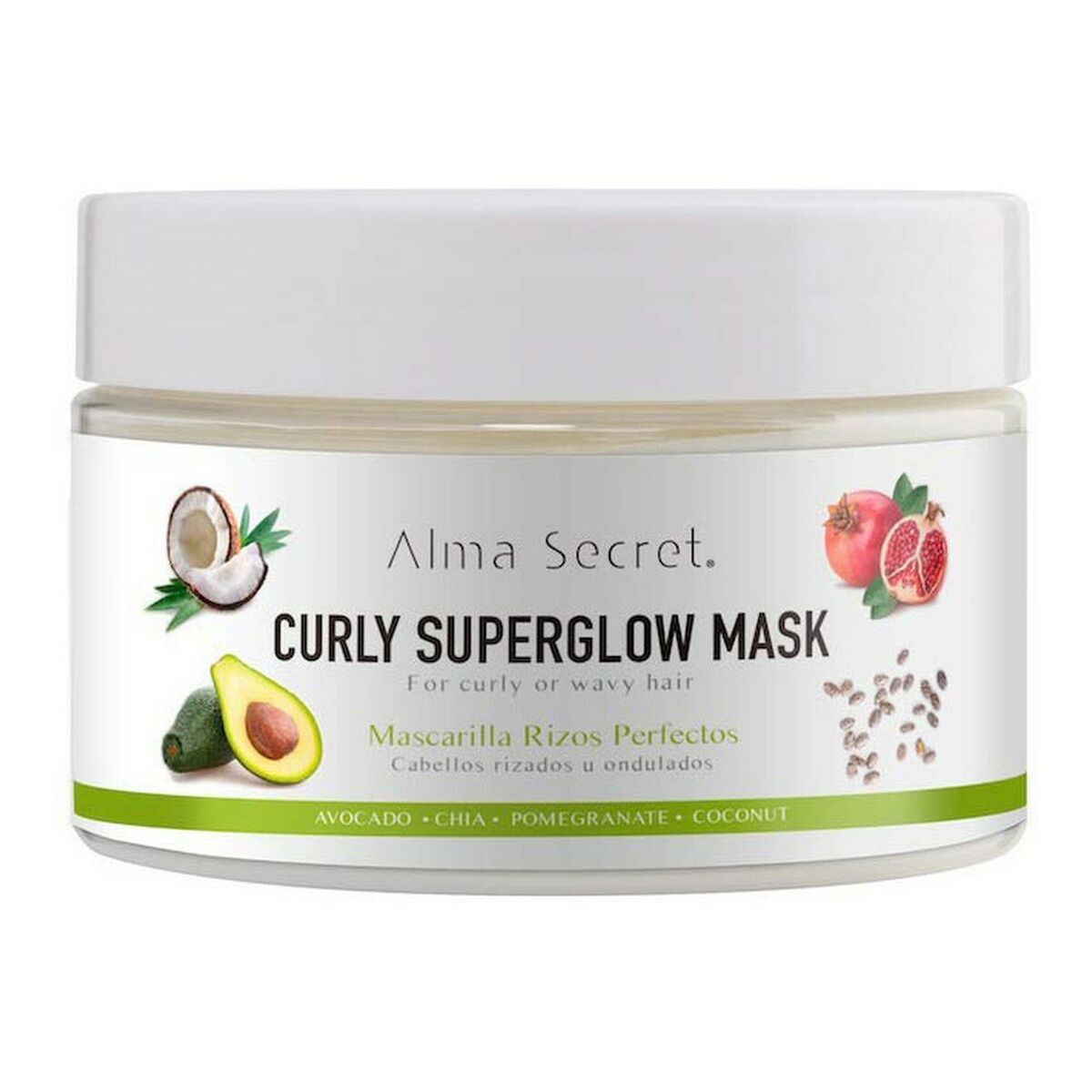 Hårmaske Alma Secret Curly Superglow 250 ml hårmaske emballage