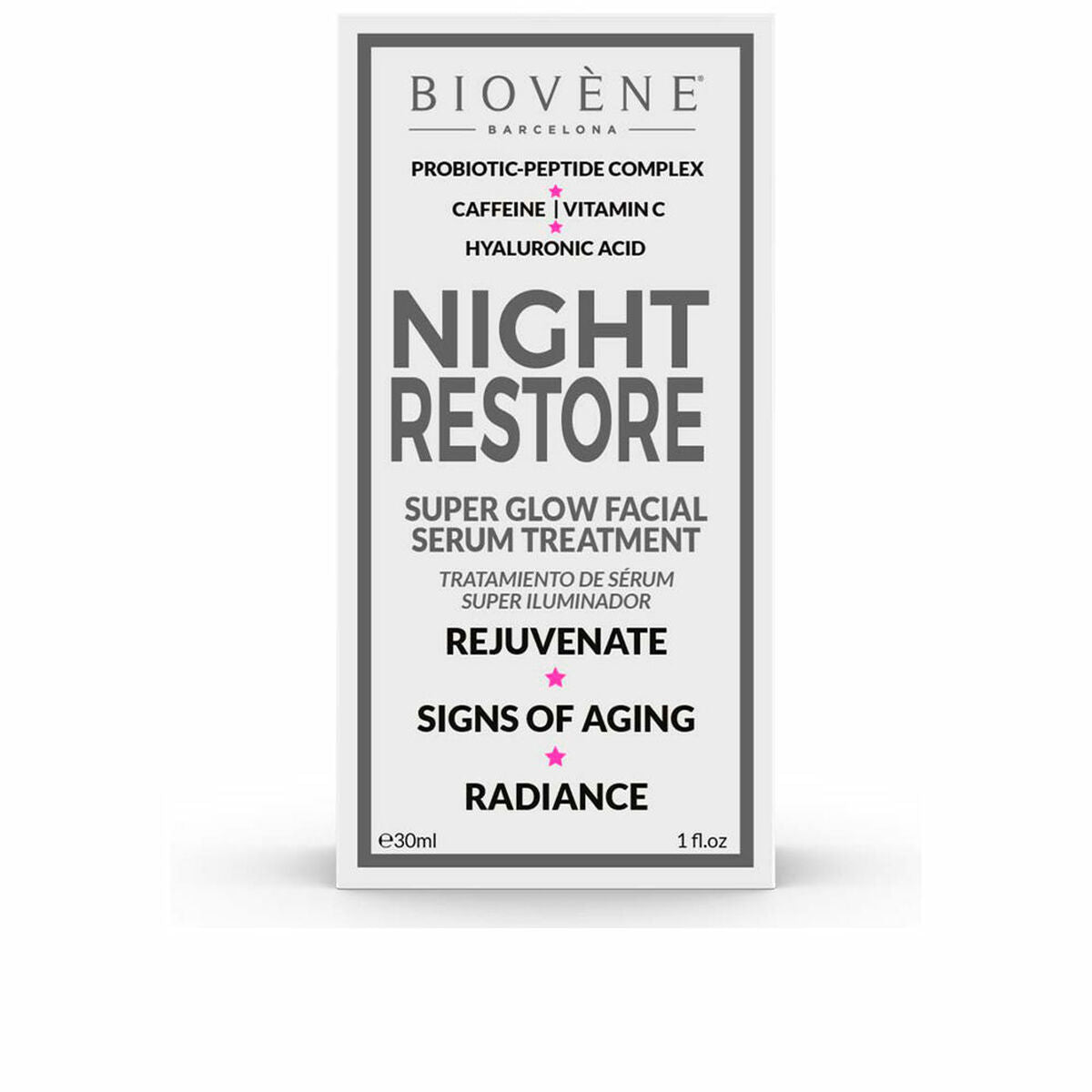 Ansigtsserum Biovène Night Restore 30 ml til kvinder serumflaske