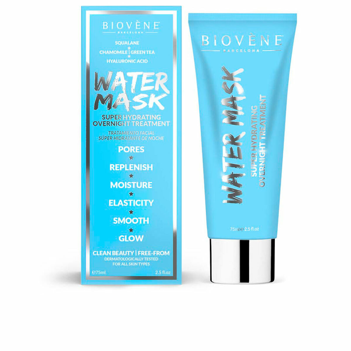 Ansigtscreme Biovène Water Super Hydrating Overnight 75 ml til kvinder hudplejeemballage