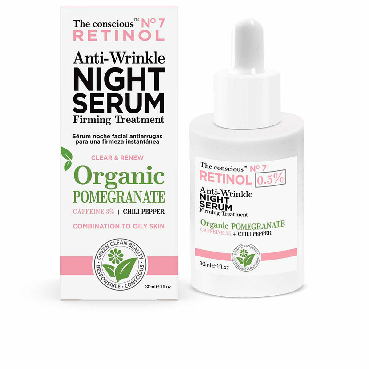 Anti-Wrinkle Serum The Conscious Retinol 30 ml Granatæble til kvinder serumflaske