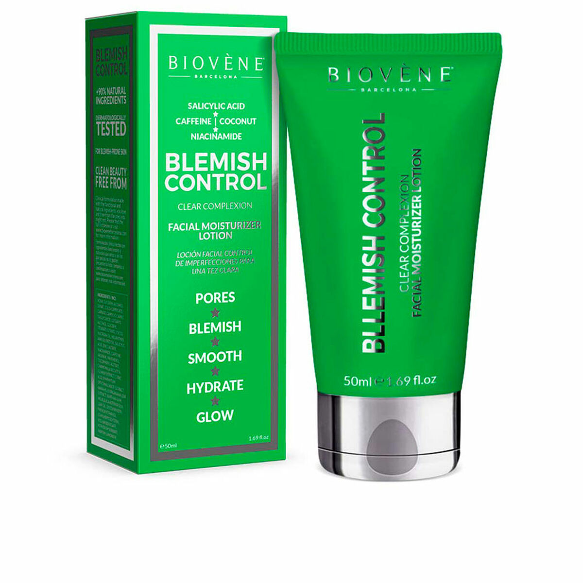 Ansigtscreme Biovène Blemish Control 50 ml til kvinders hudplejeemballage