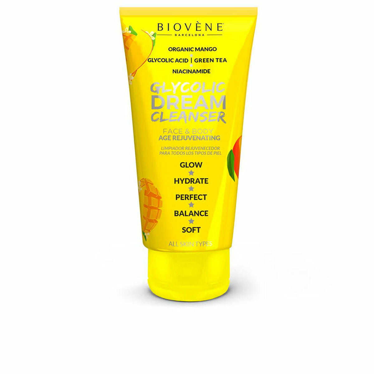 Anti-Ageing Cream Biovène Glycolic Dream Cleanser 200 ml til kvinder hudpleje emballage